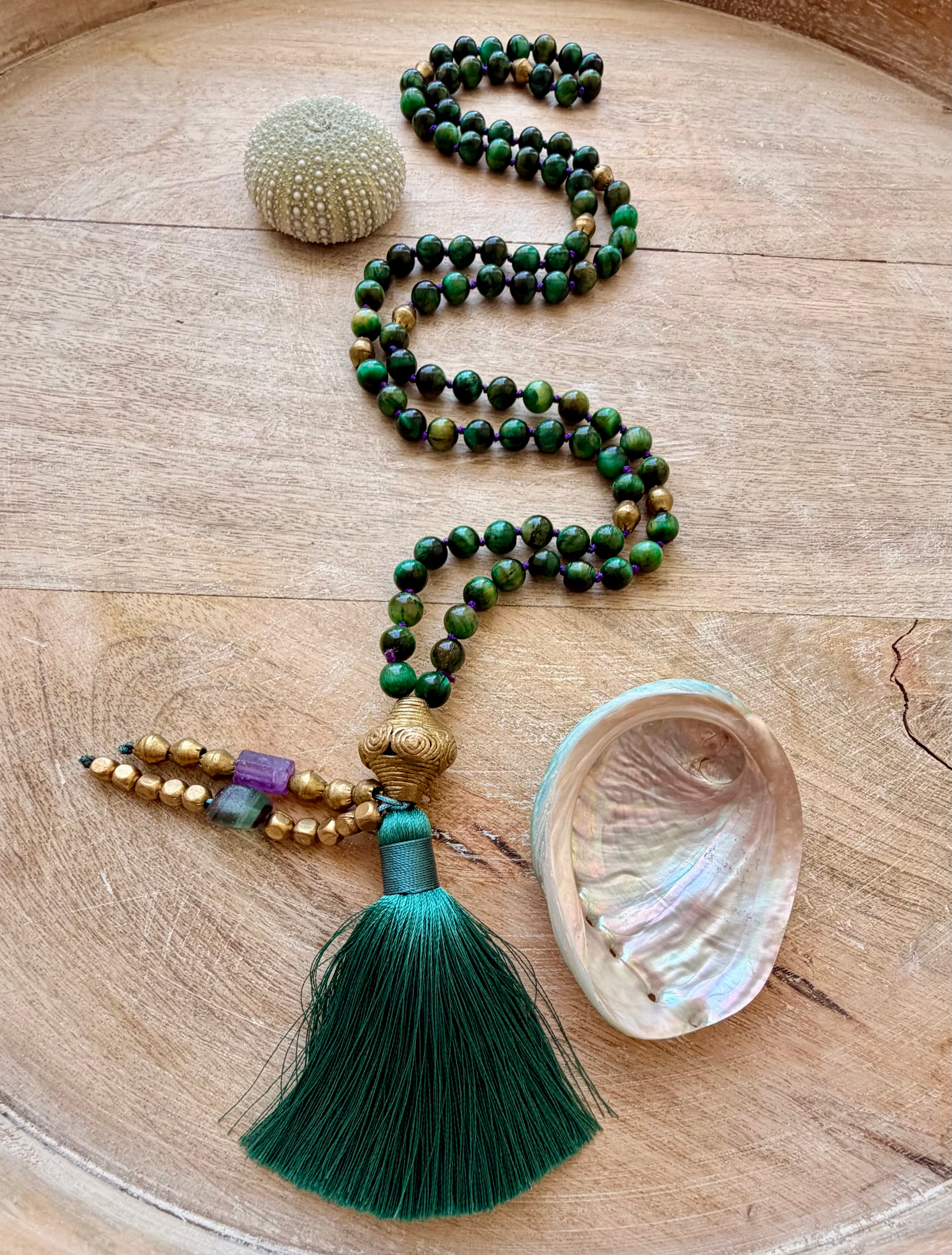 Green Tiger Eye Mala Necklace