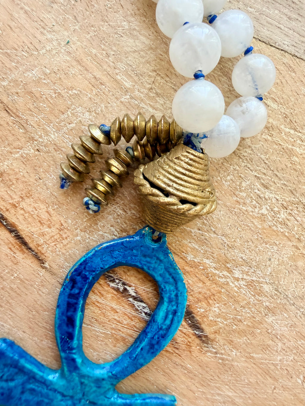 Cleopatra Moonstone Scarab Ankh Necklace