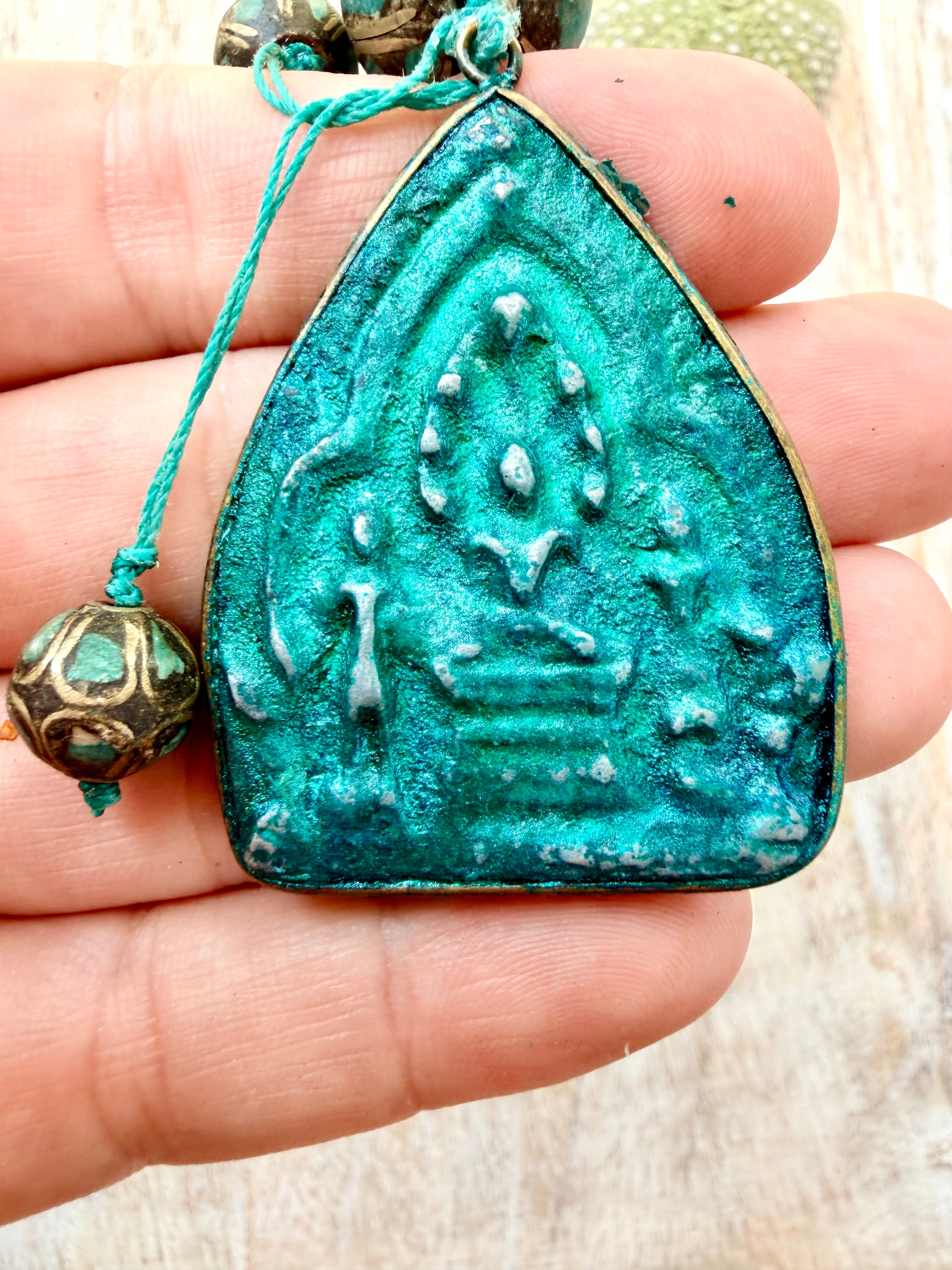 Indian Agate & Tibetan Pendant Necklace