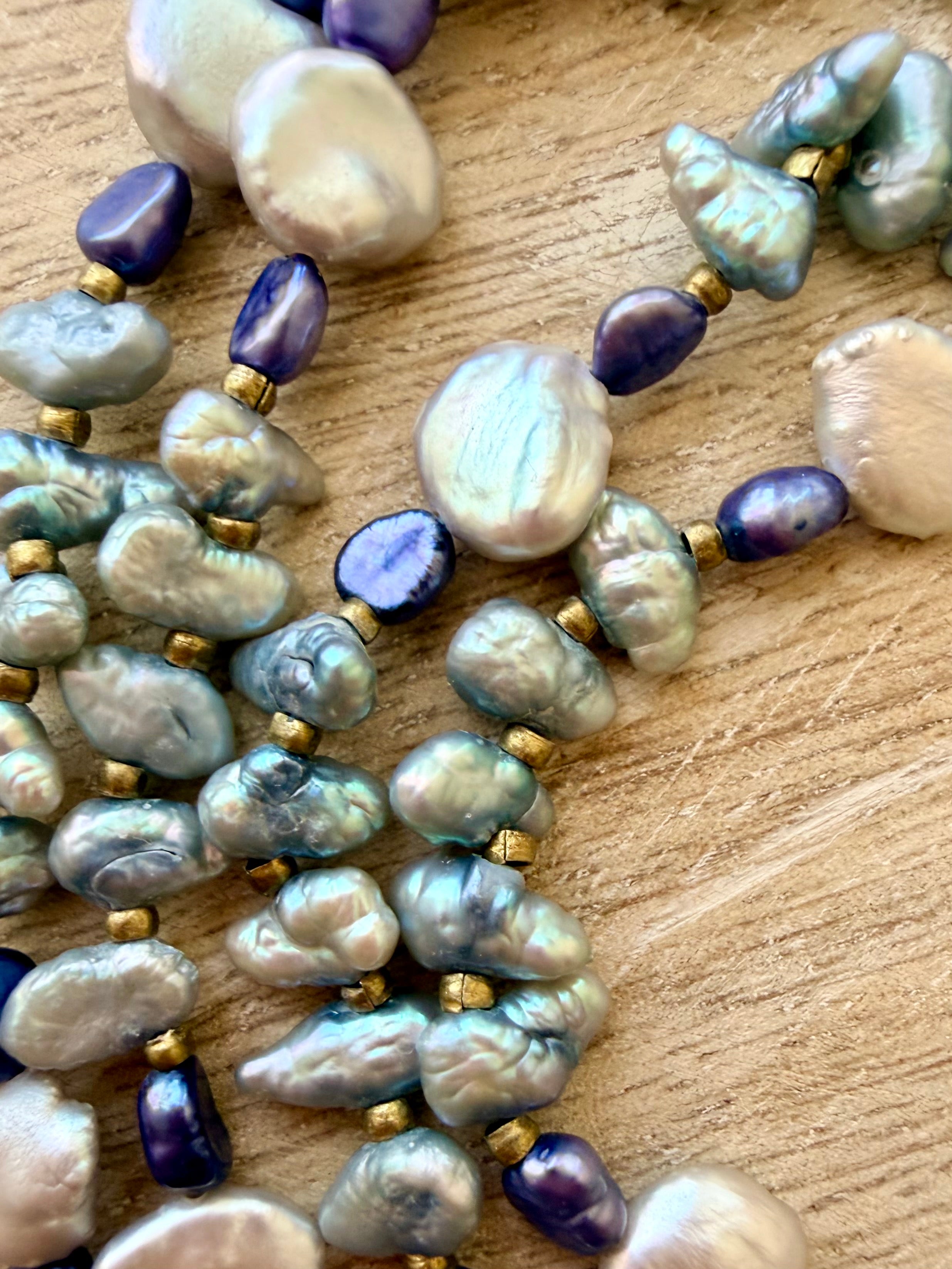 Huntington Beach Pearl & Abalone Moon Necklace