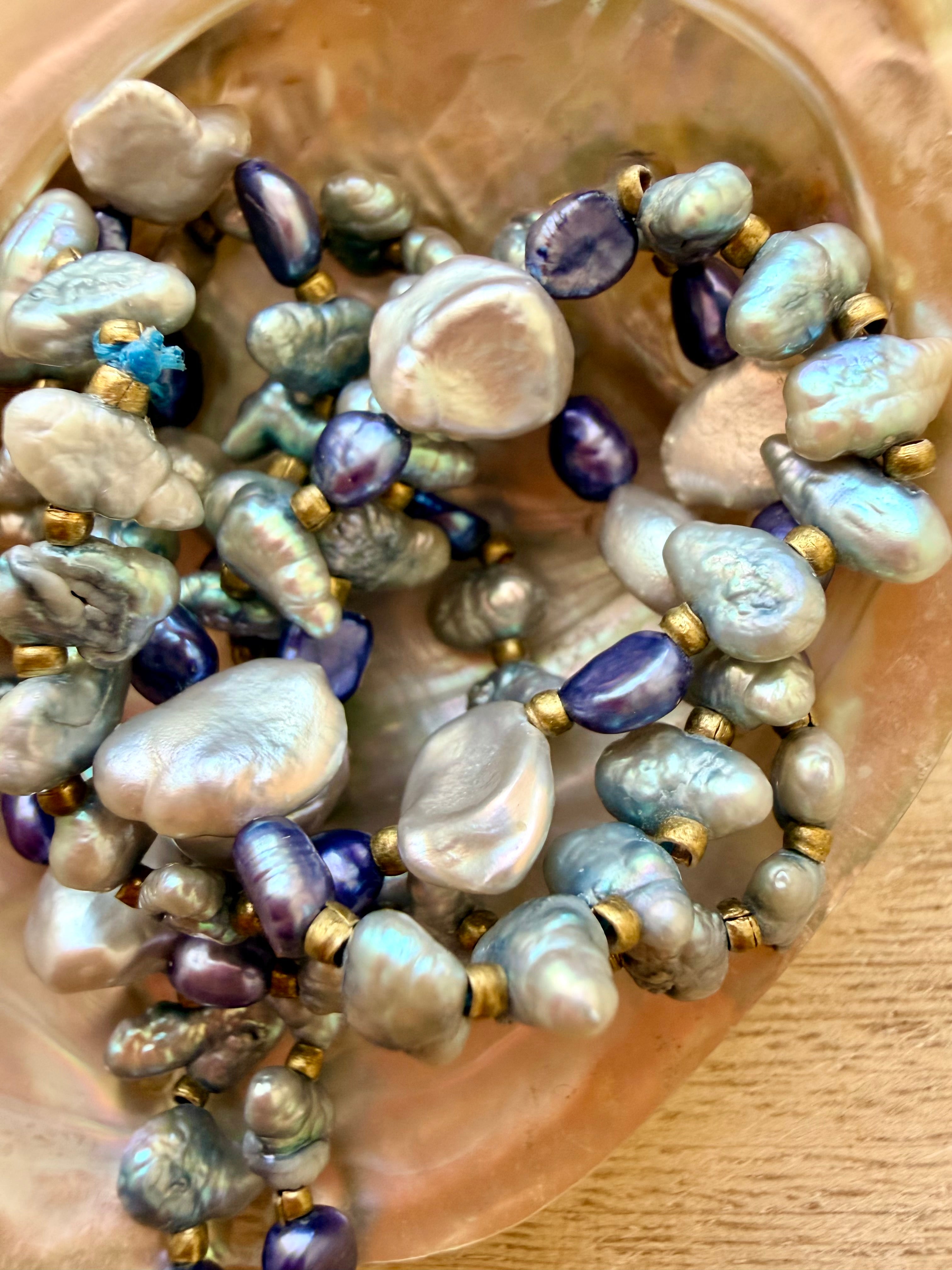Huntington Beach Pearl & Abalone Moon Necklace