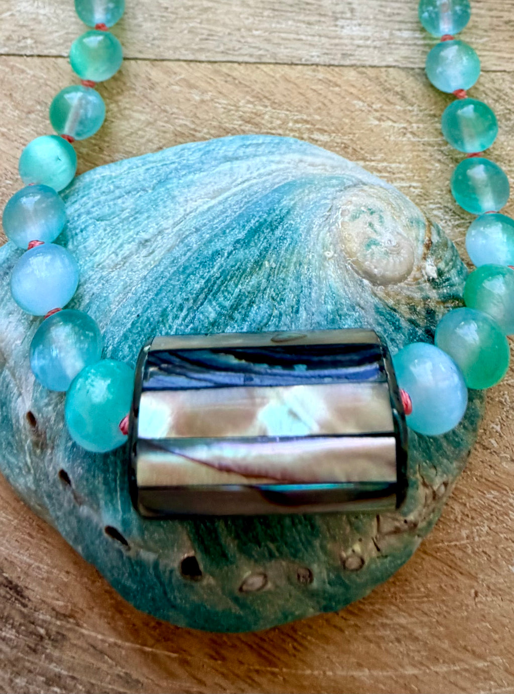 Crystal Cove Selenite Abalone Necklace