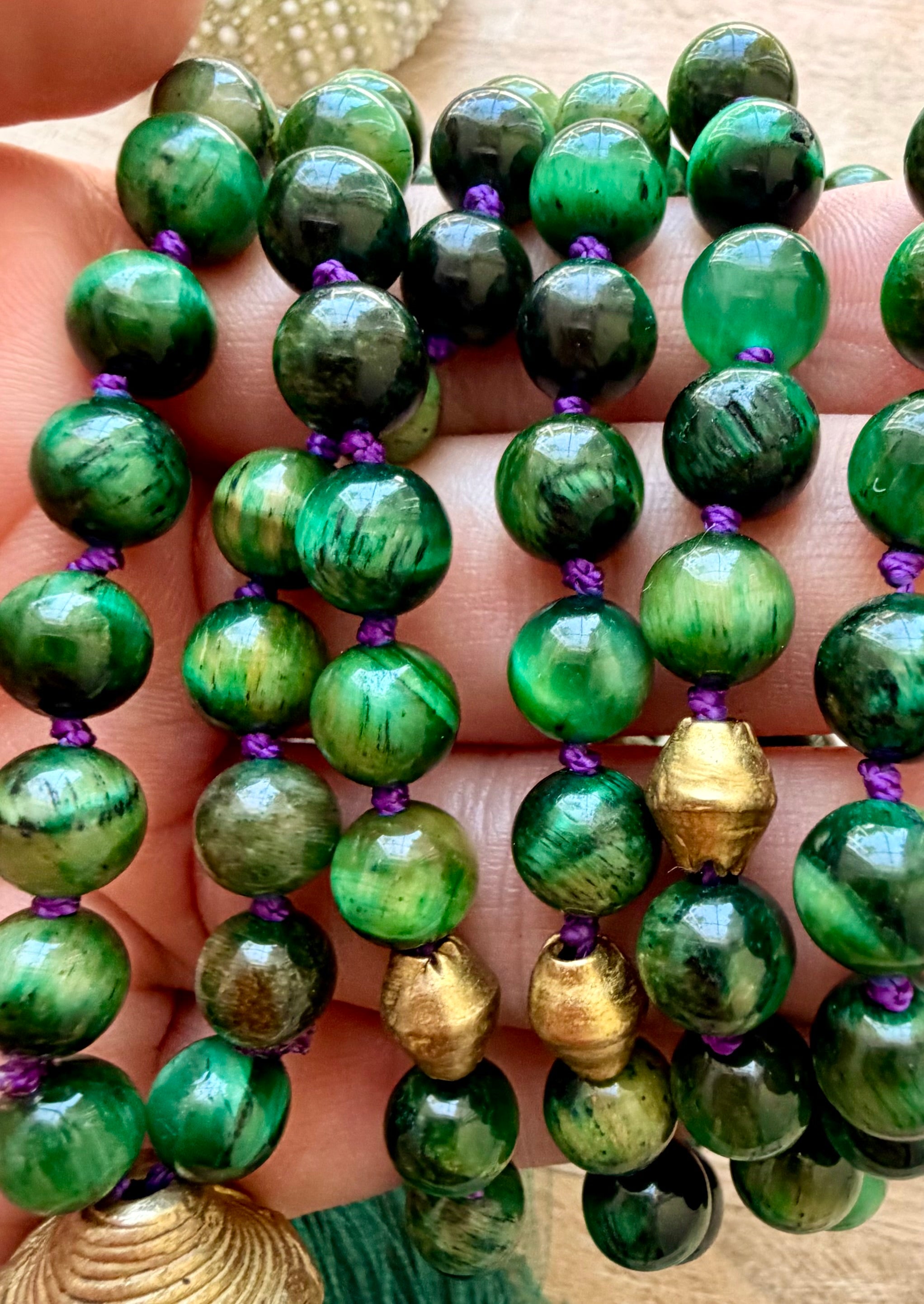 Green Tiger Eye Mala Necklace