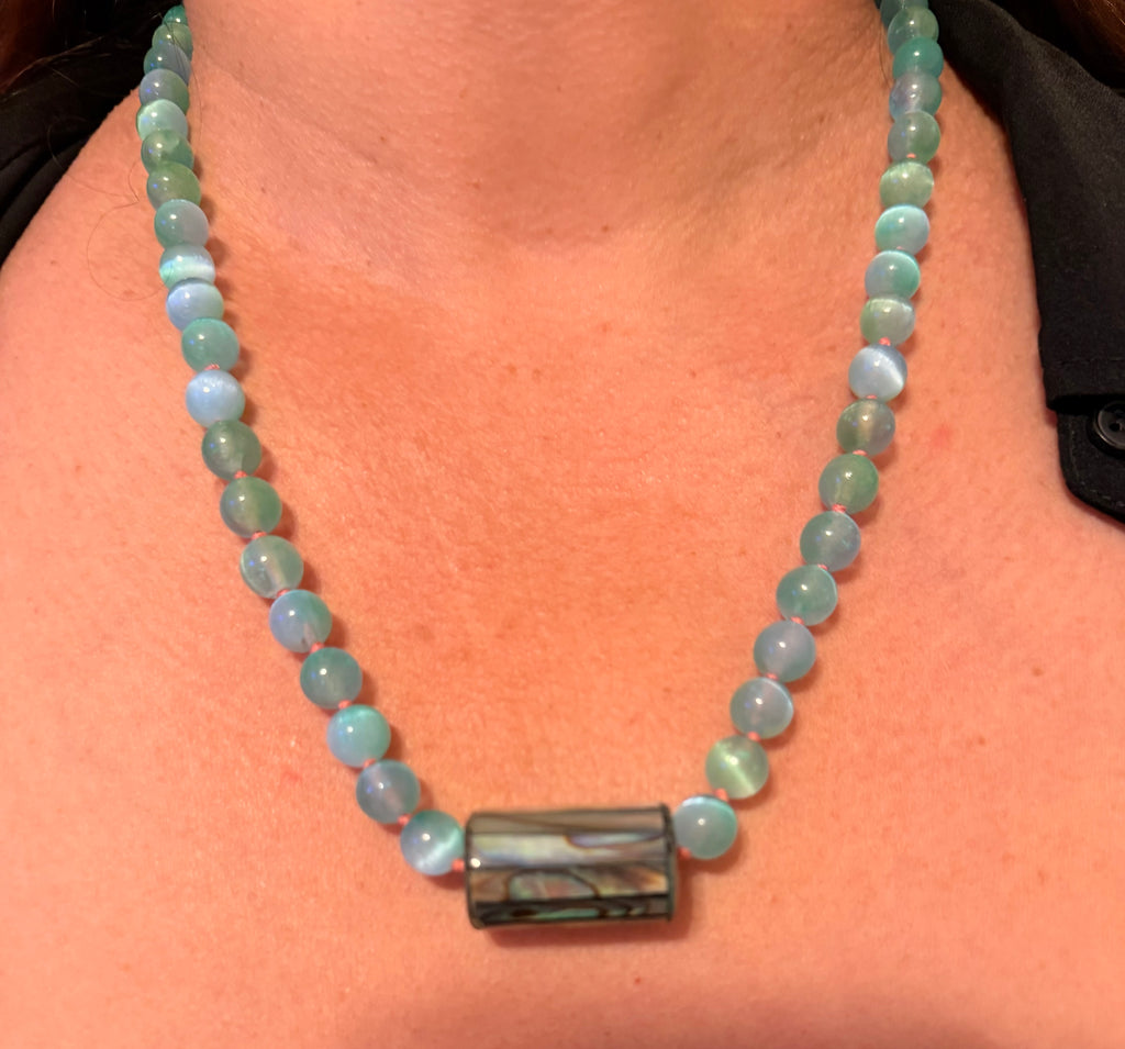 Crystal Cove Selenite Abalone Necklace