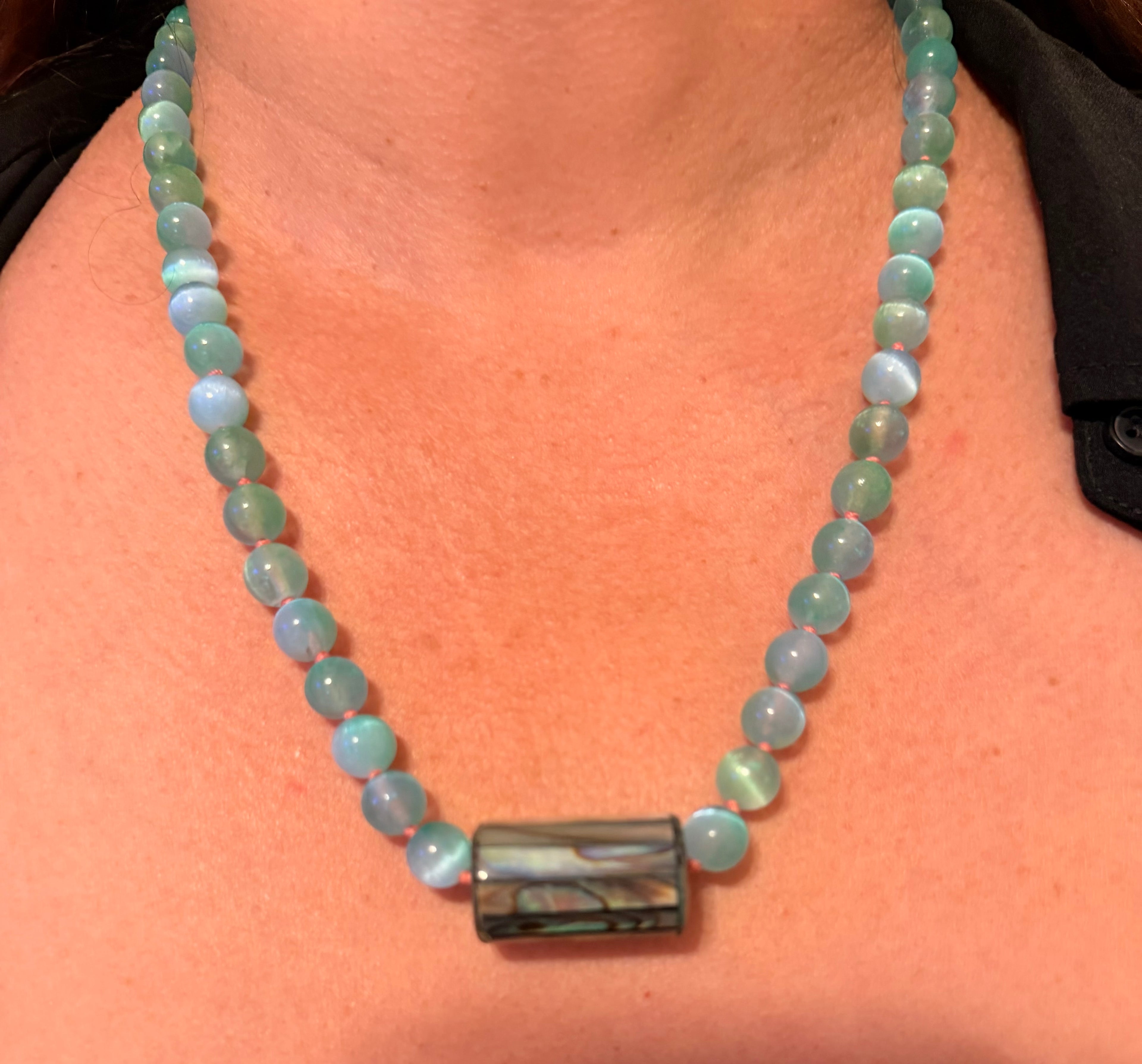 Crystal Cove Selenite Abalone Necklace
