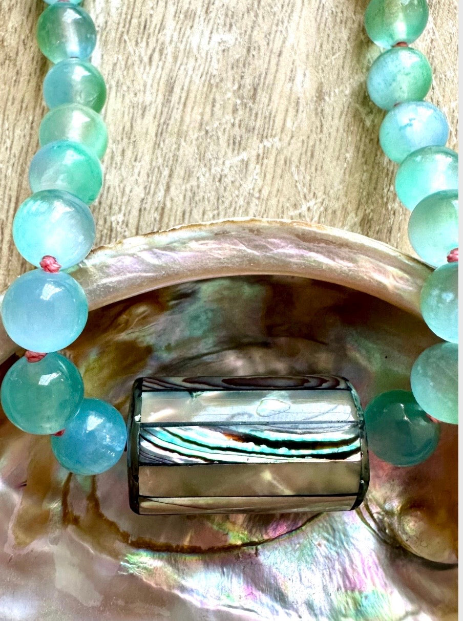 Crystal Cove Selenite Abalone Necklace