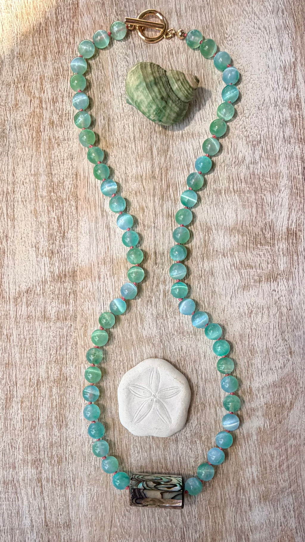 Crystal Cove Selenite Abalone Necklace