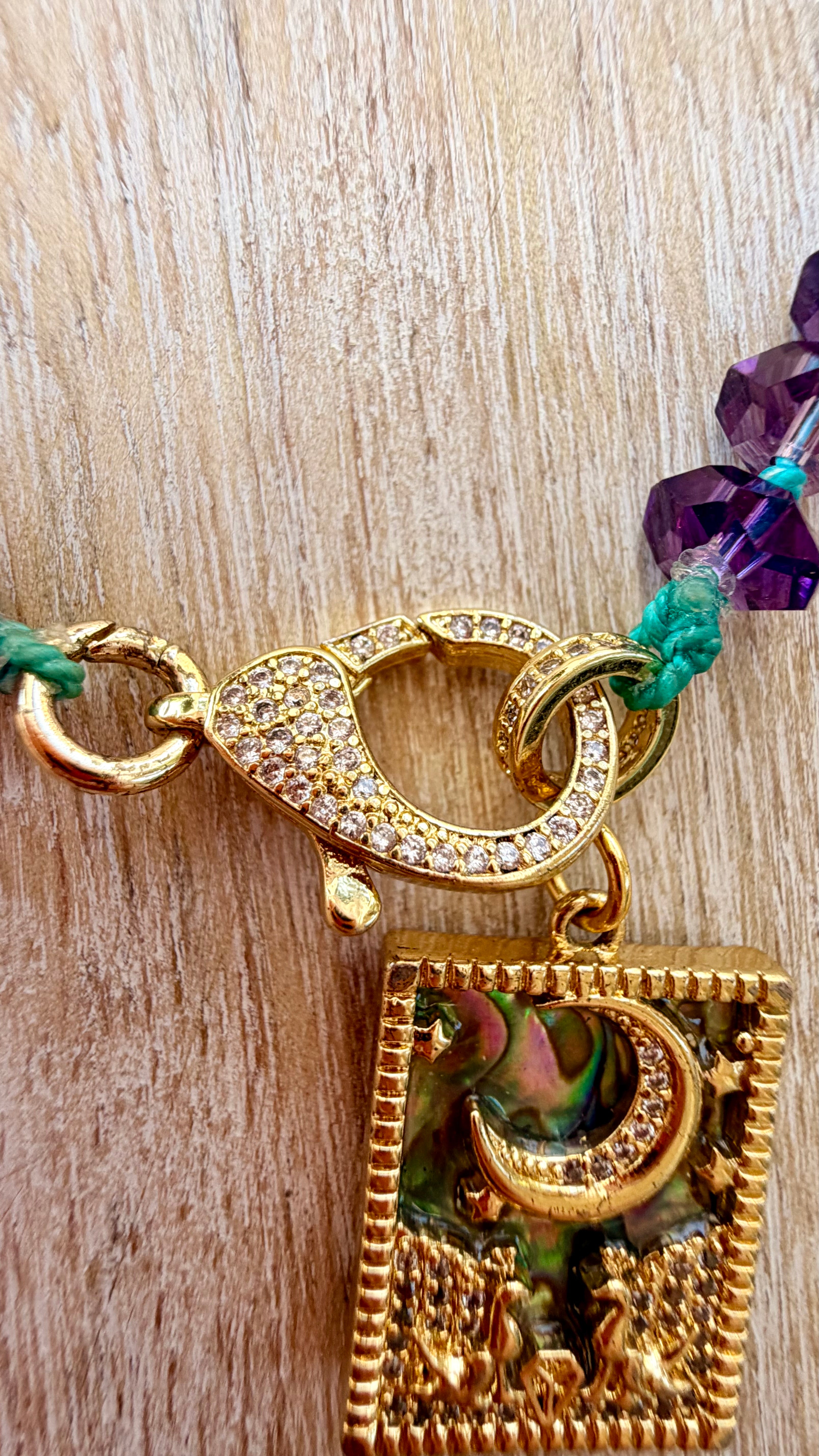 Enchanting Amethyst Necklace with an Abalone Pendant