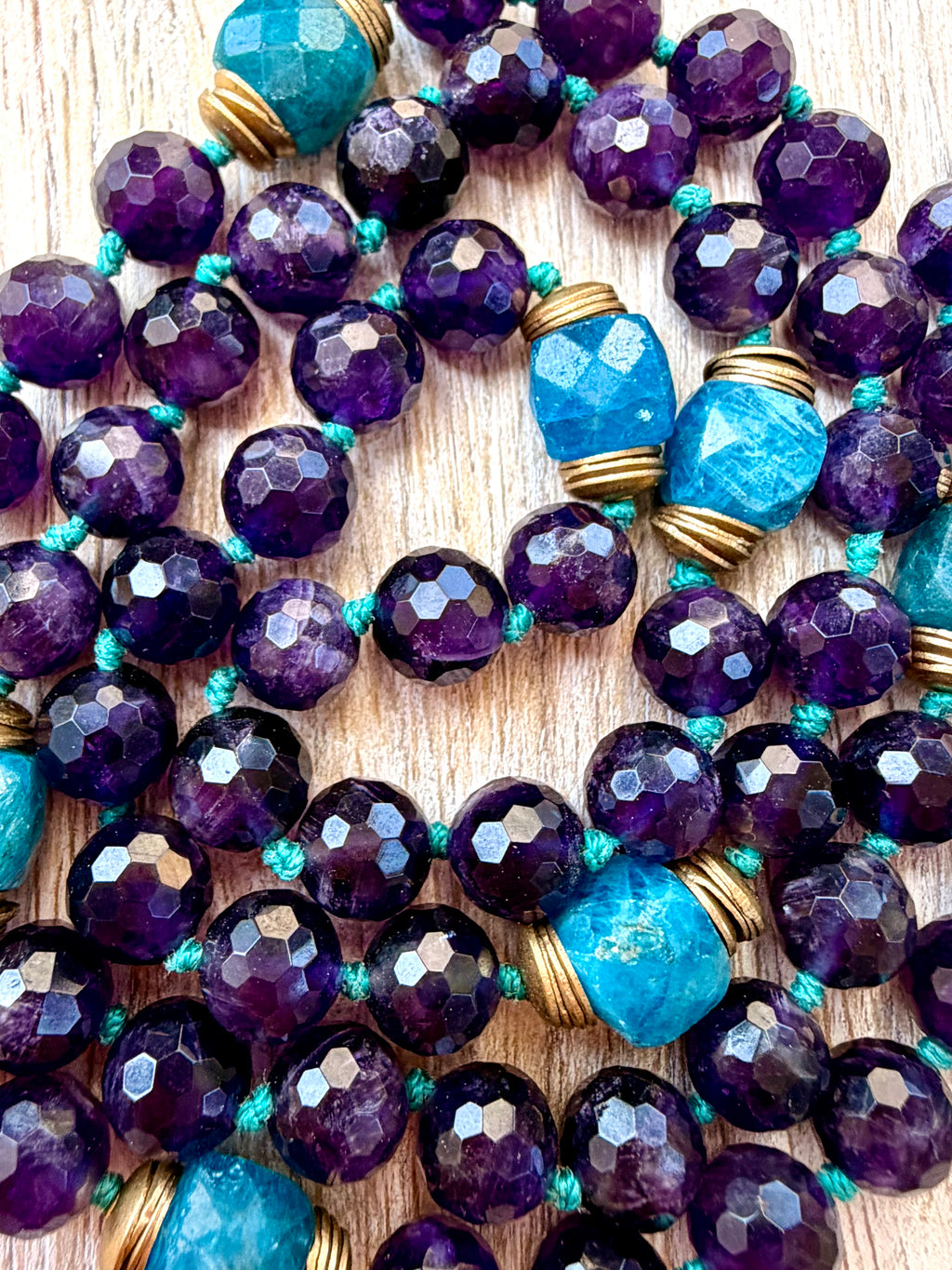 Amethyst & Apatite Elephant Pendant Necklace