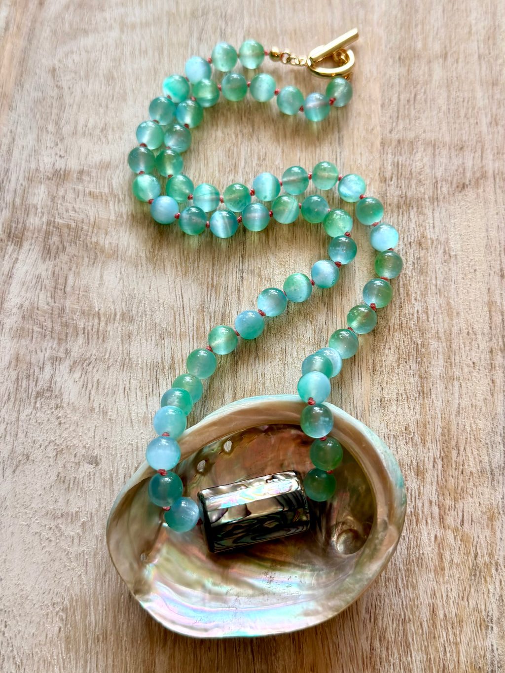 Crystal Cove Selenite Abalone Necklace