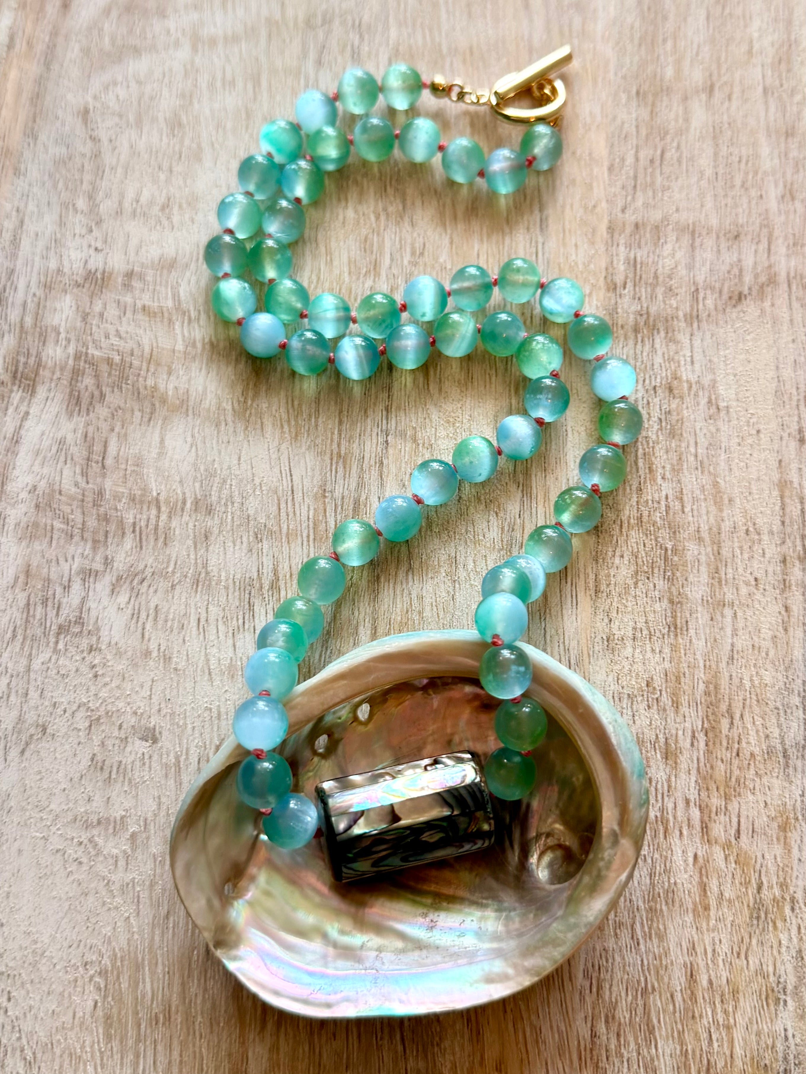 Crystal Cove Selenite Abalone Necklace