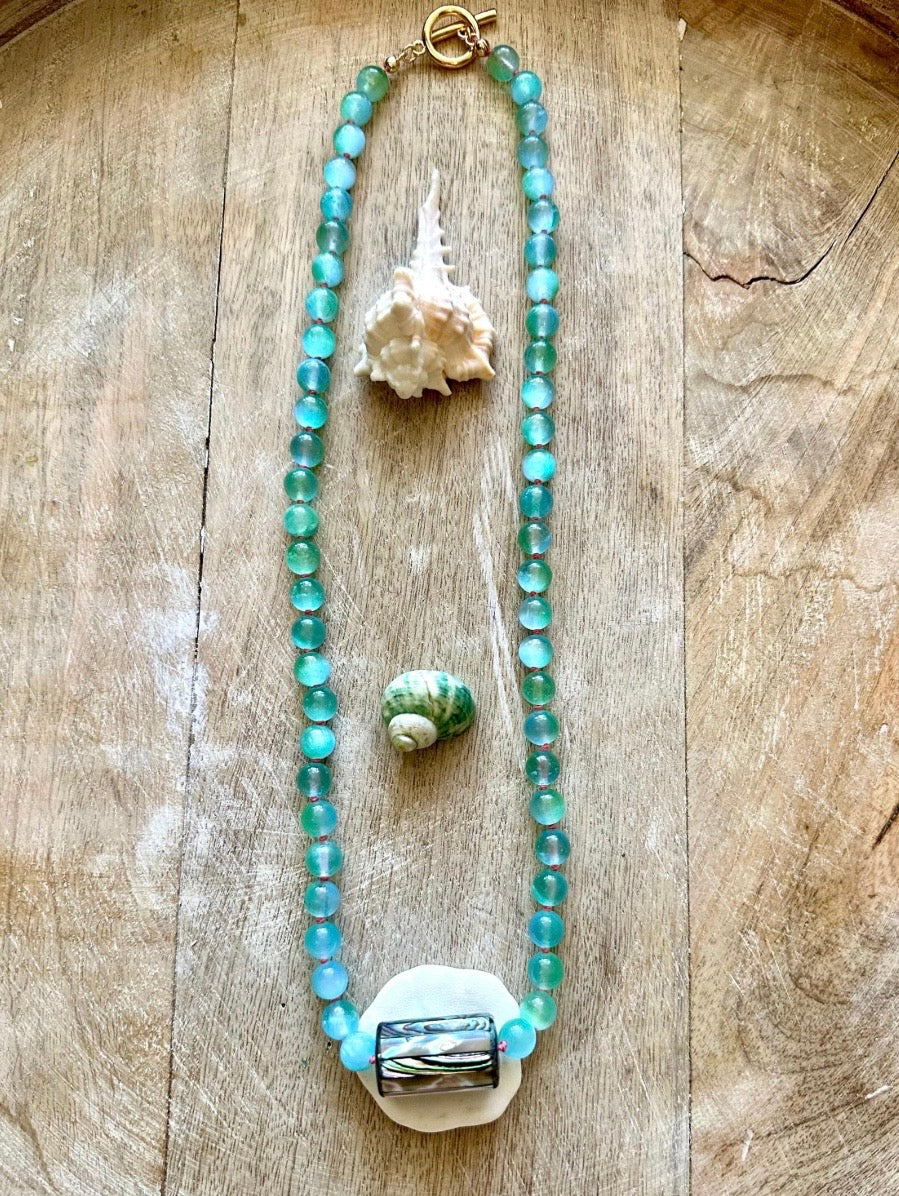 Crystal Cove Selenite Abalone Necklace