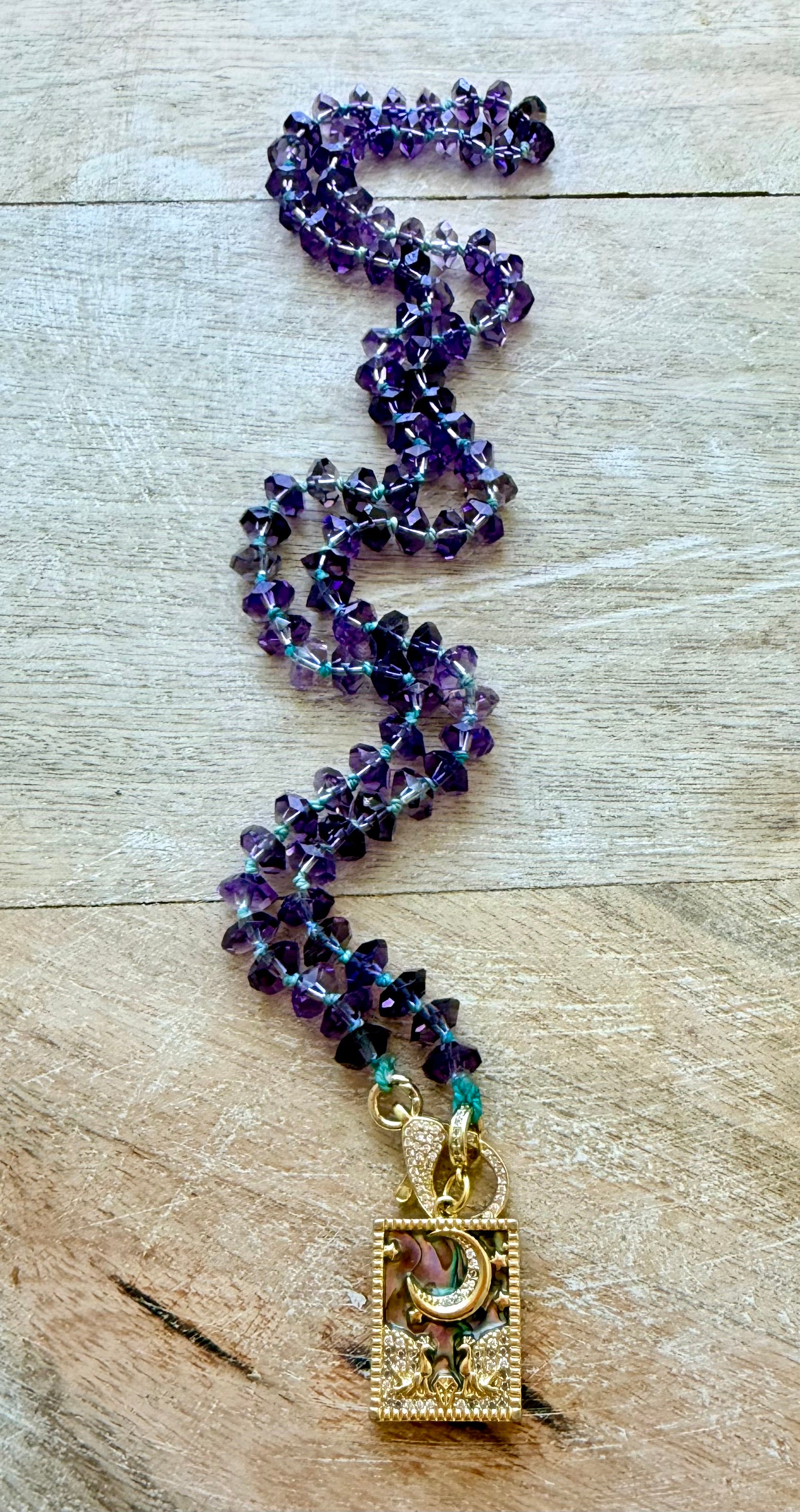Enchanting Amethyst Necklace with an Abalone Pendant