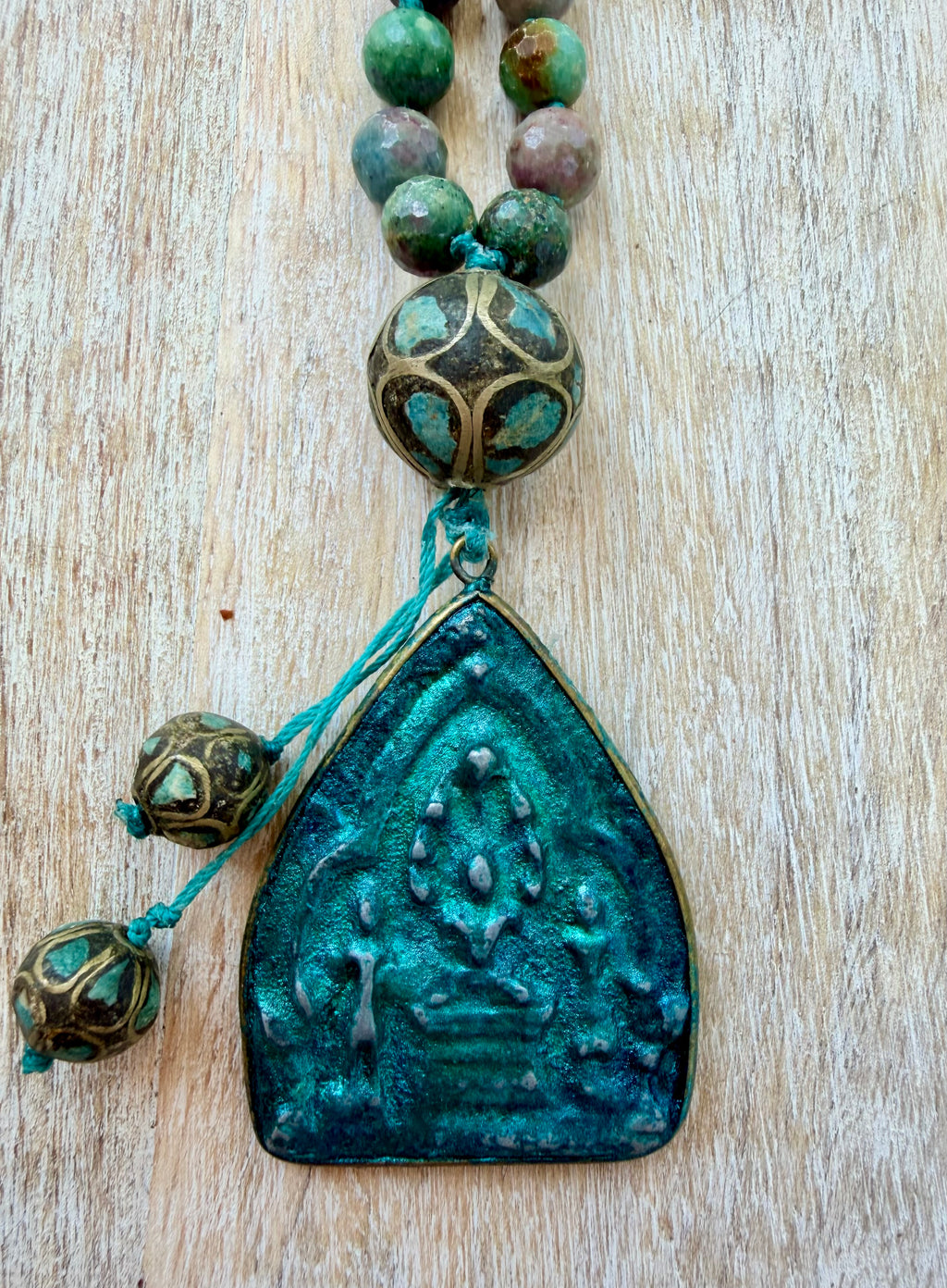 Indian Agate & Tibetan Pendant Necklace