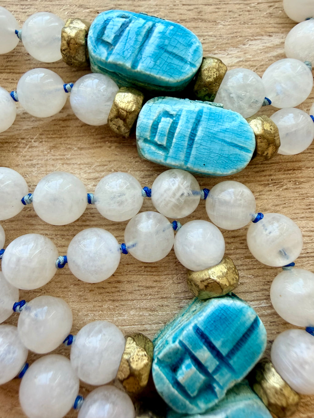 Cleopatra Moonstone Scarab Ankh Necklace