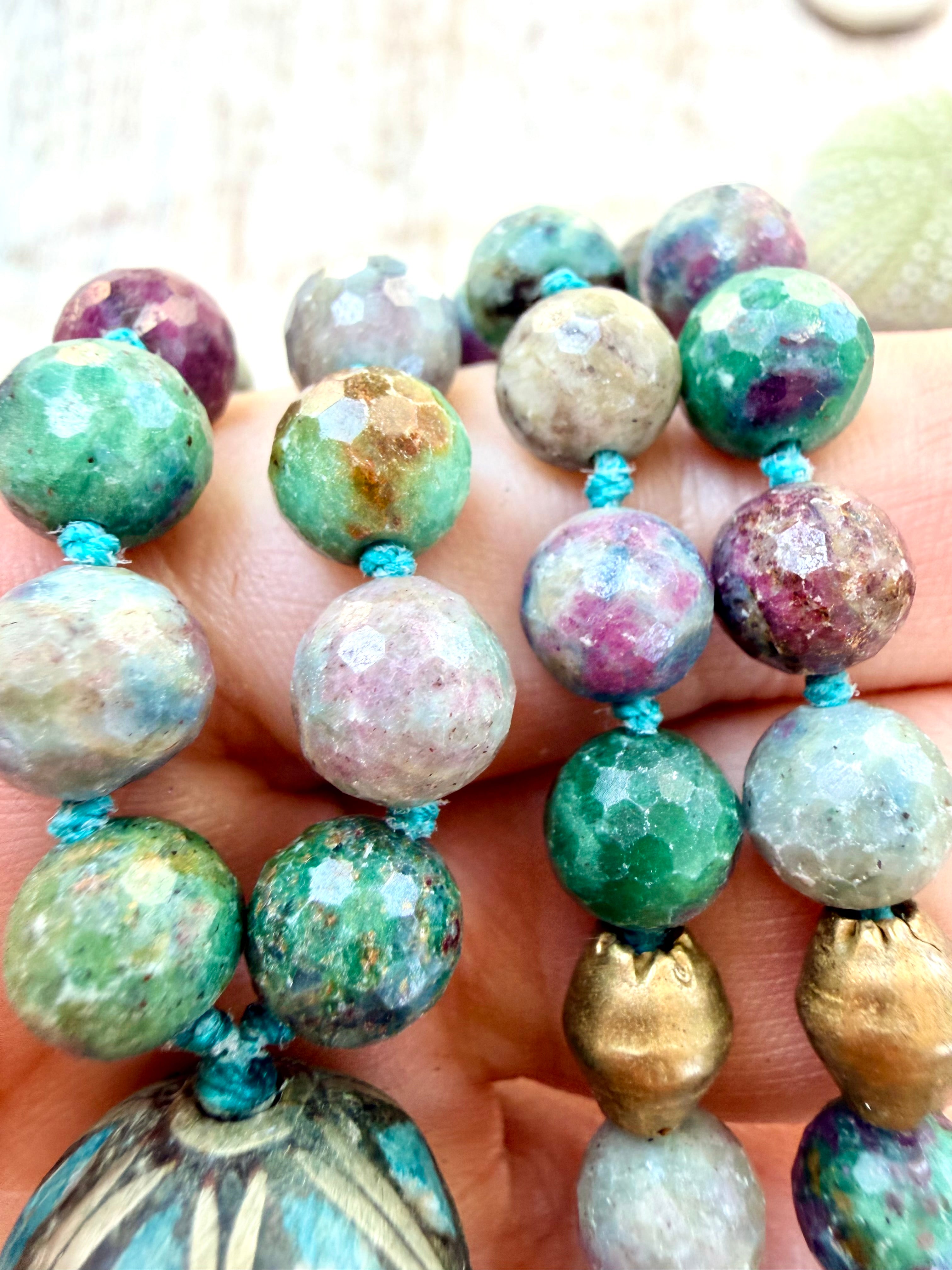 Indian Agate & Tibetan Pendant Necklace