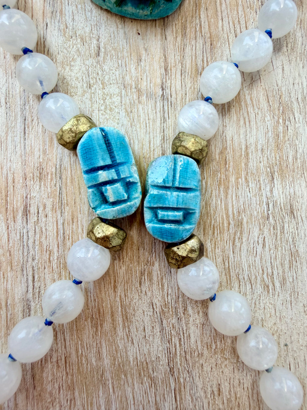 Cleopatra Moonstone Scarab Ankh Necklace