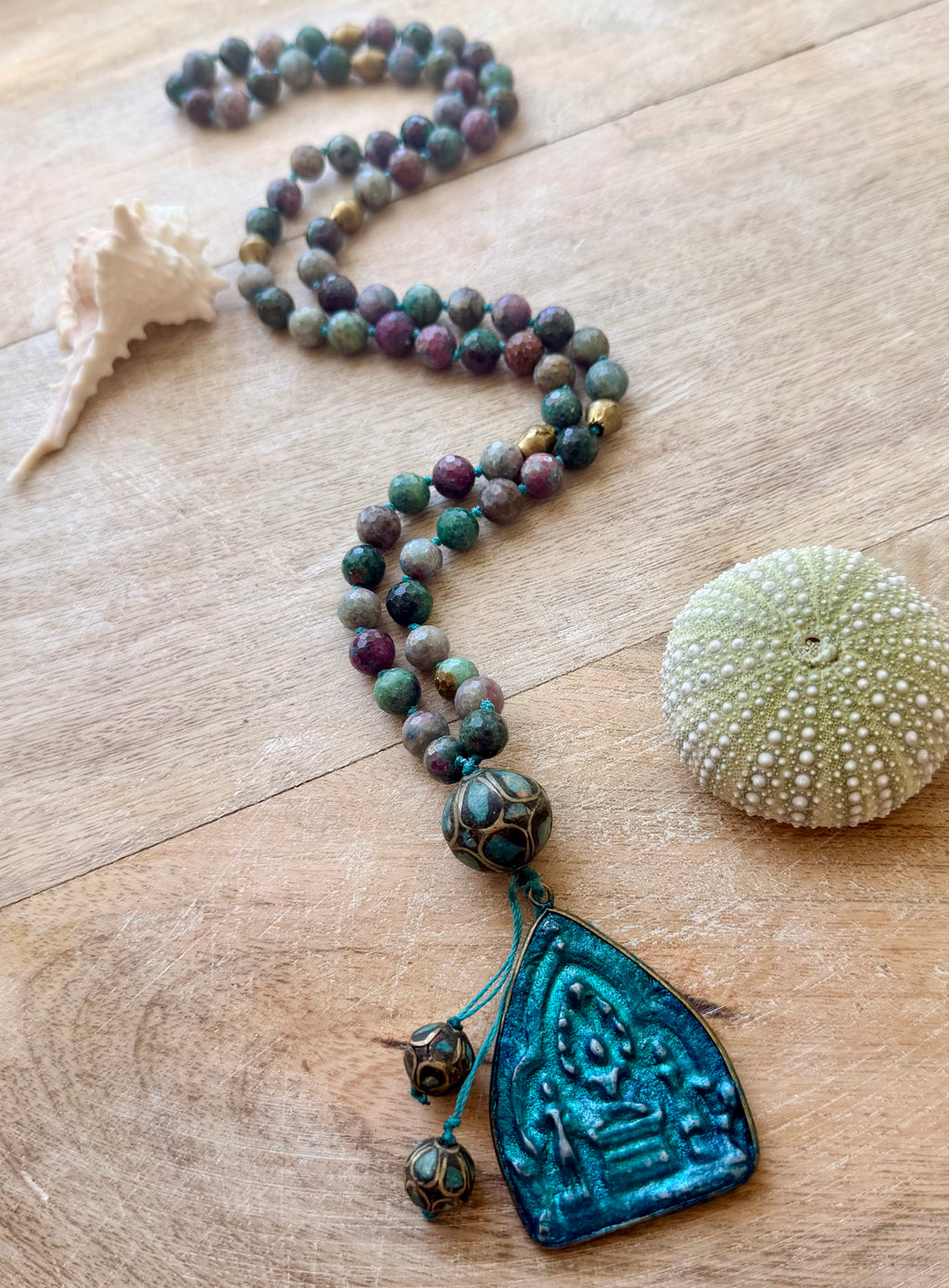 Indian Agate & Tibetan Pendant Necklace