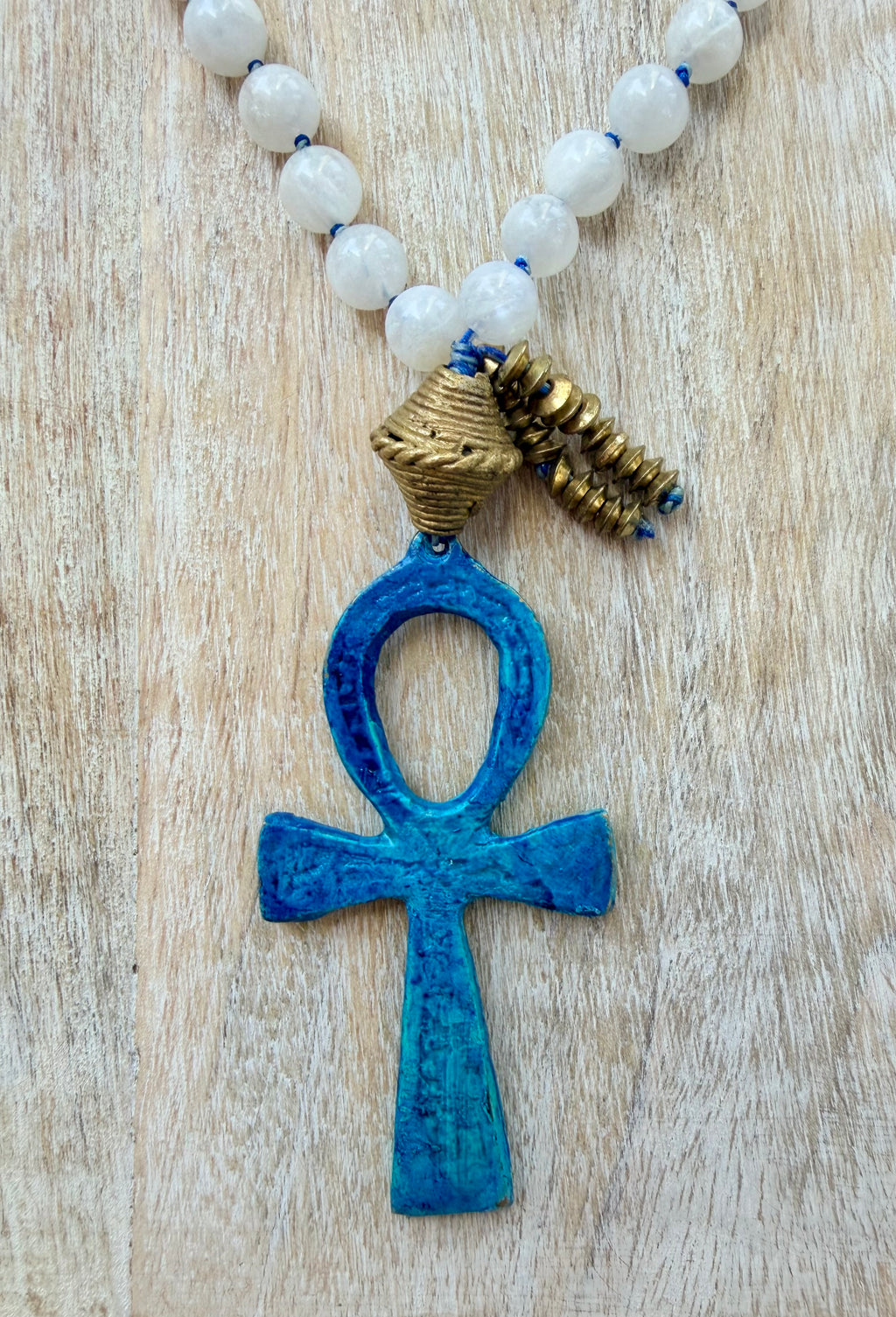 Cleopatra Moonstone Scarab Ankh Necklace