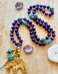 Amethyst & Apatite Elephant Pendant Necklace