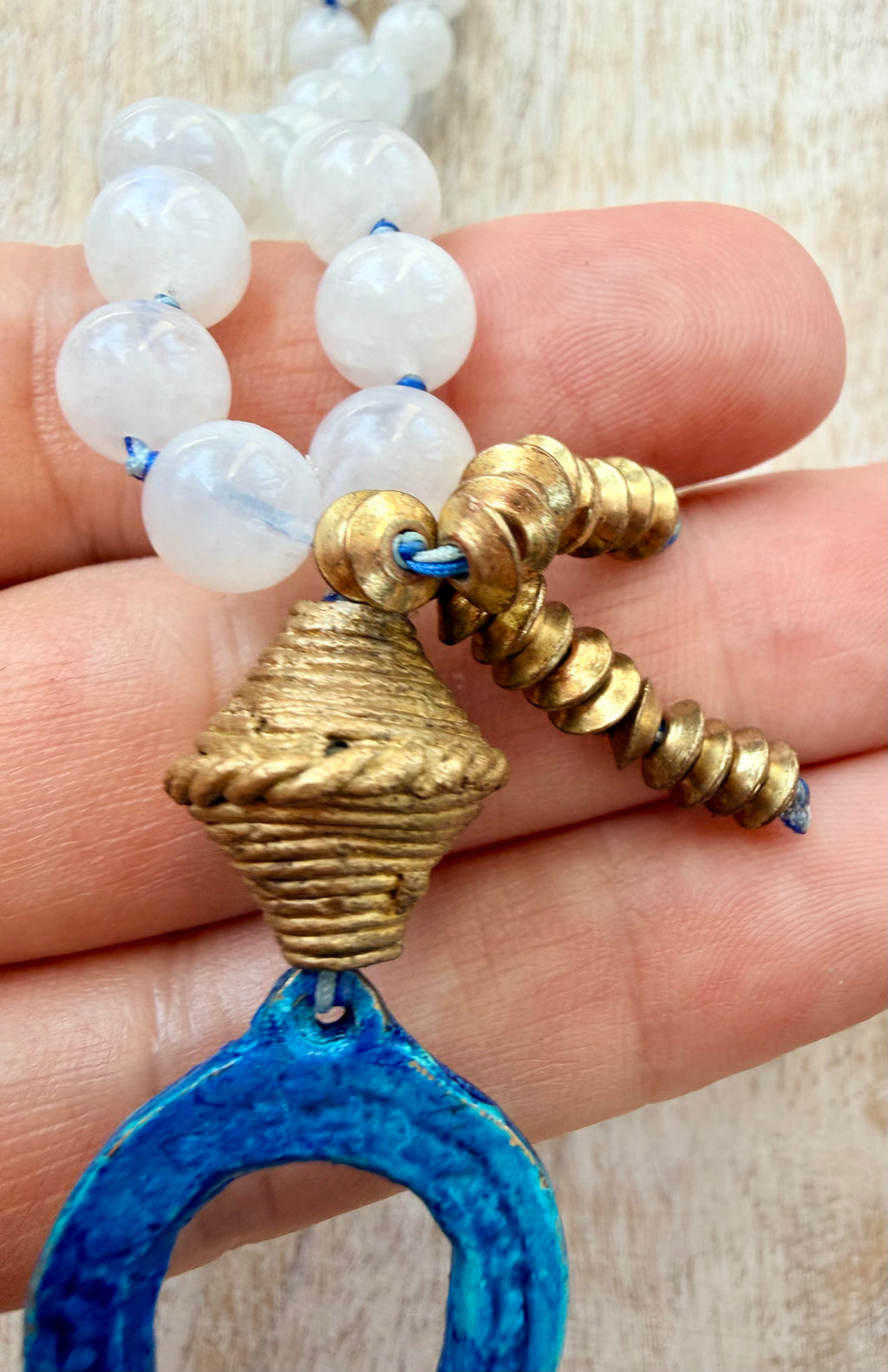 Cleopatra Moonstone Scarab Ankh Necklace