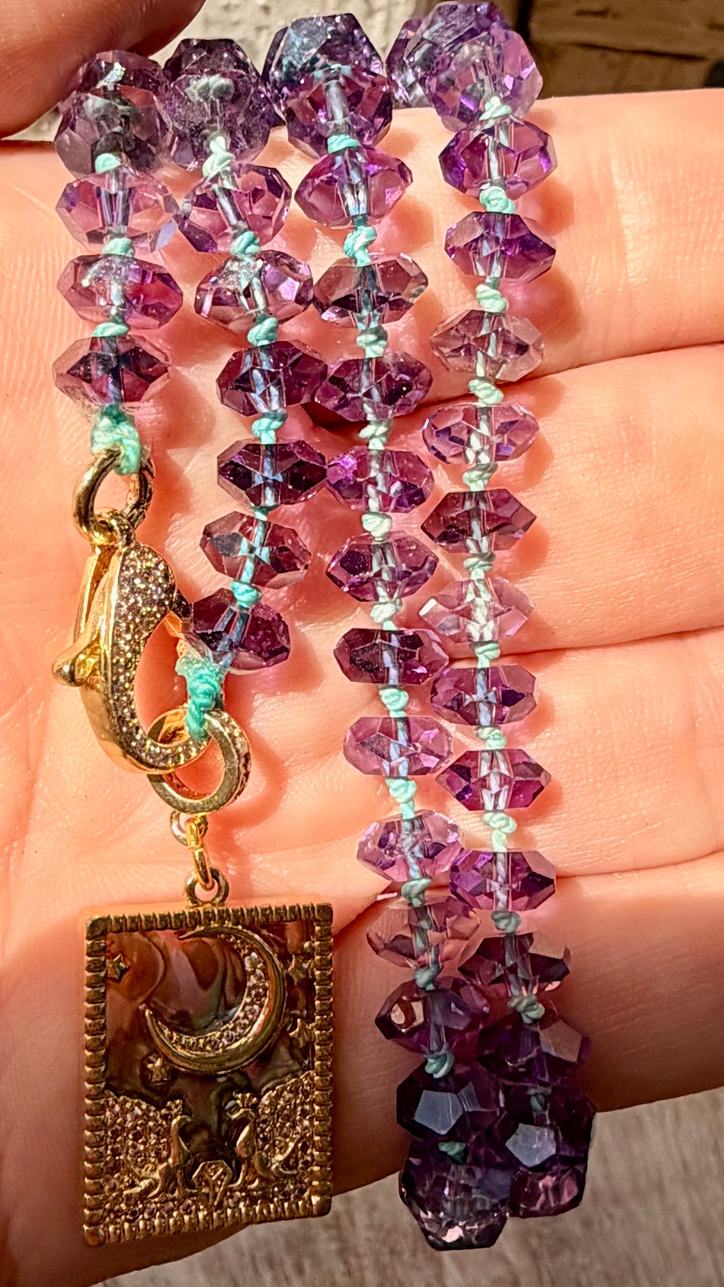 Enchanting Amethyst Necklace with an Abalone Pendant