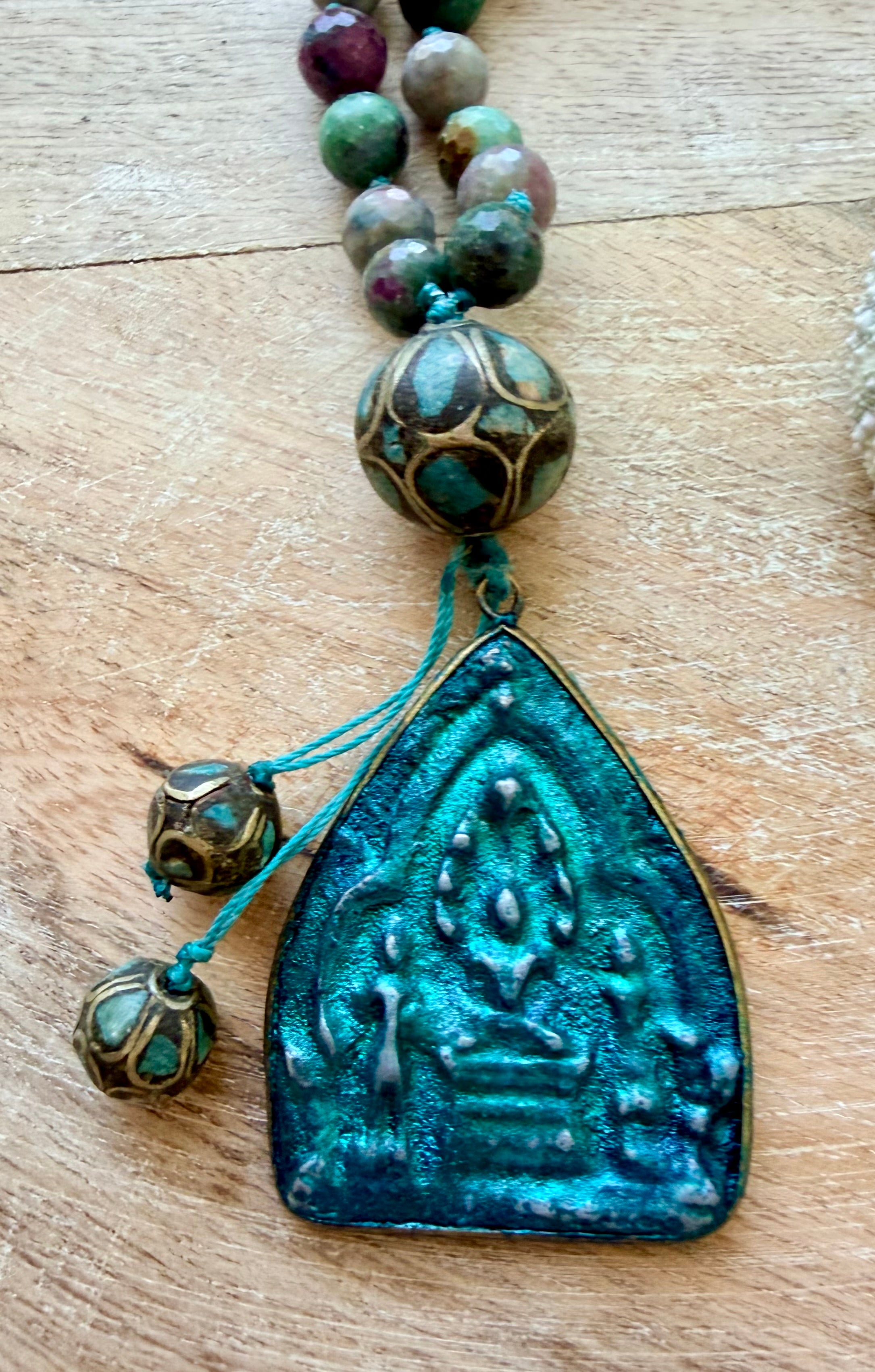 Indian Agate & Tibetan Pendant Necklace