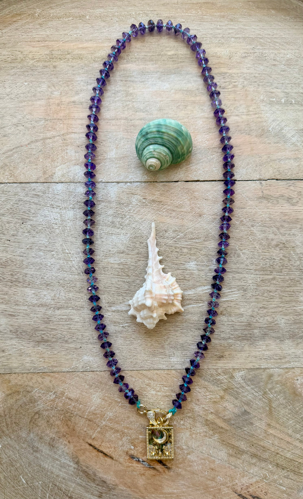 Enchanting Amethyst Necklace with an Abalone Pendant
