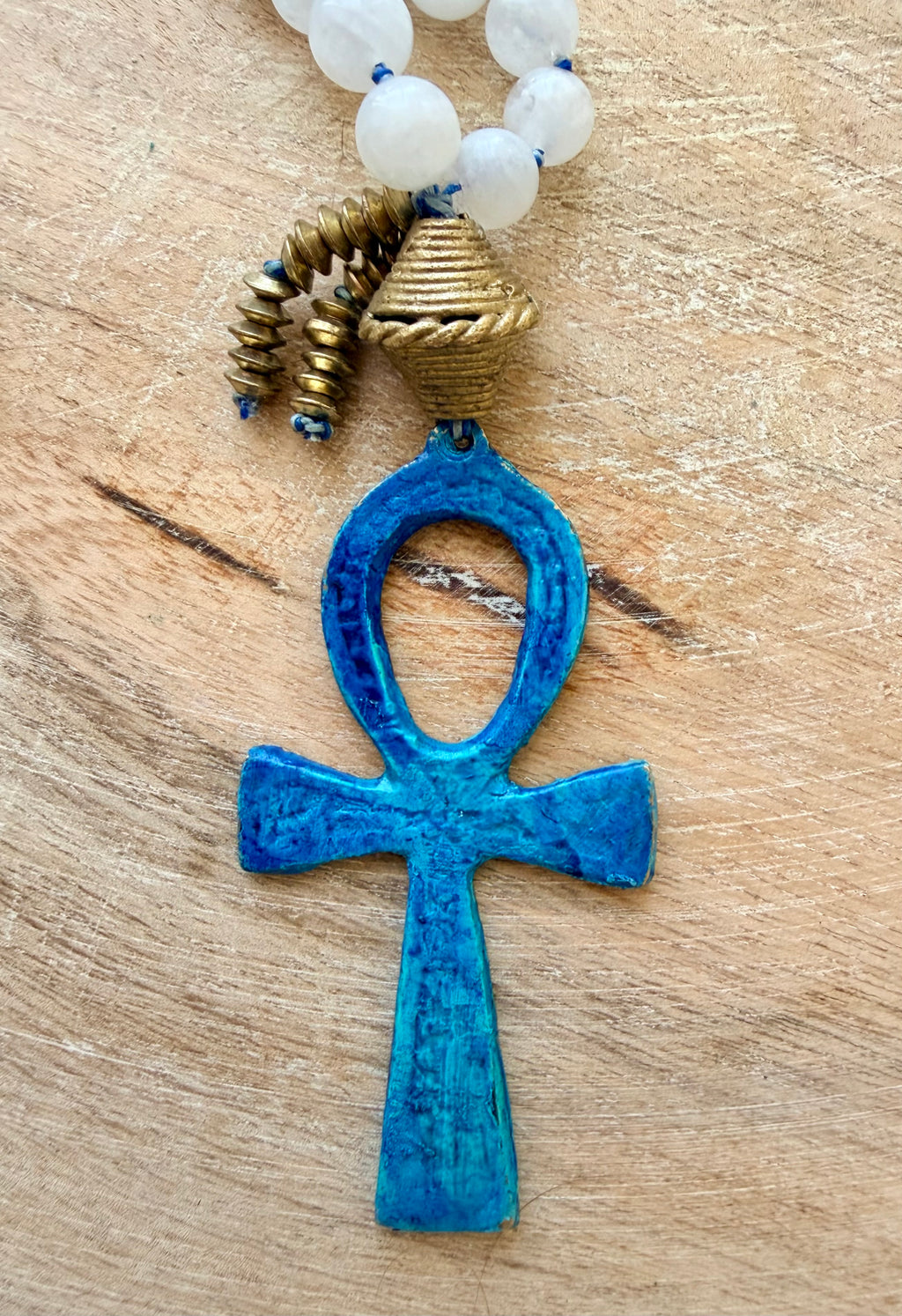 Cleopatra Moonstone Scarab Ankh Necklace