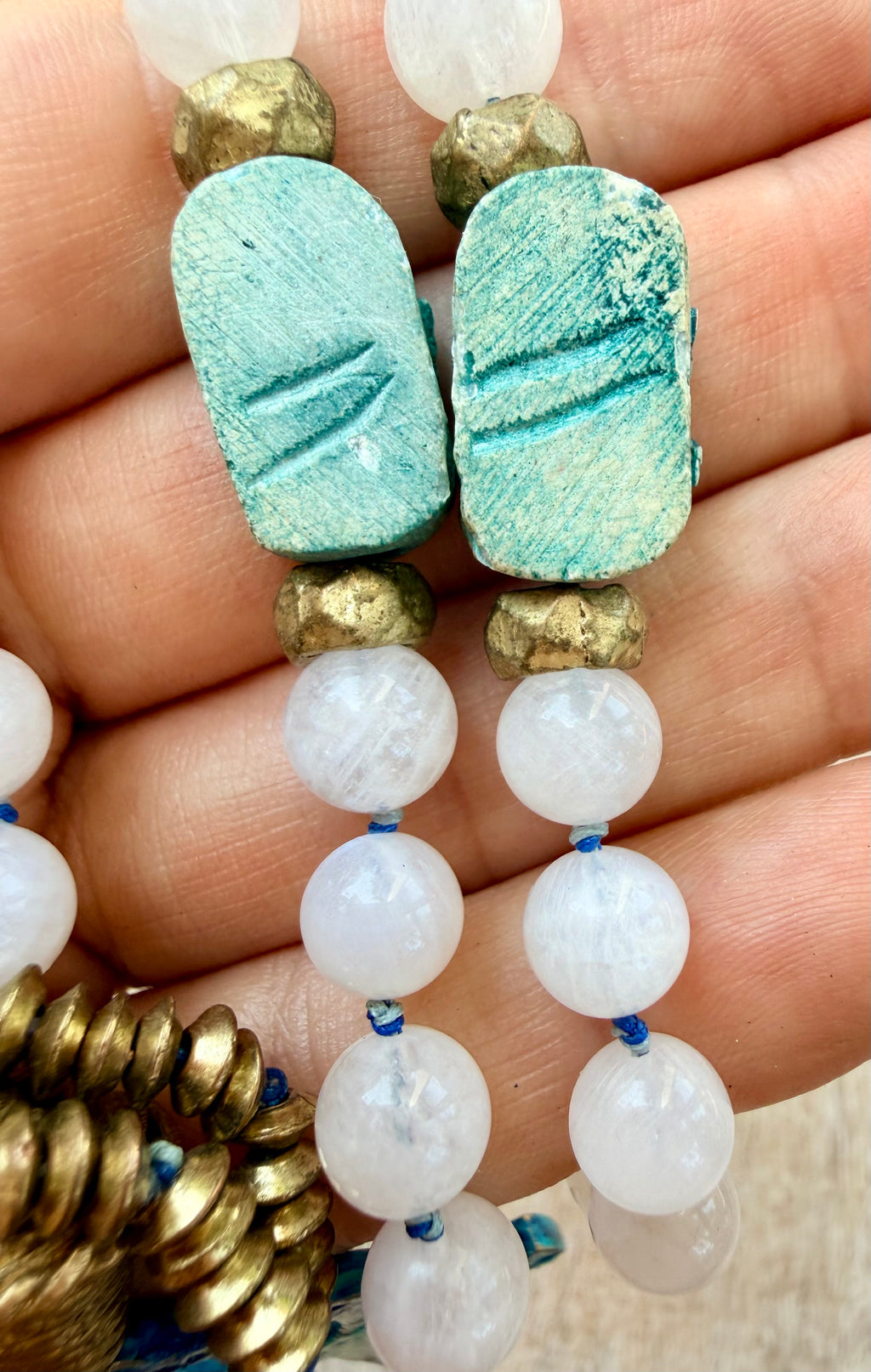 Cleopatra Moonstone Scarab Ankh Necklace