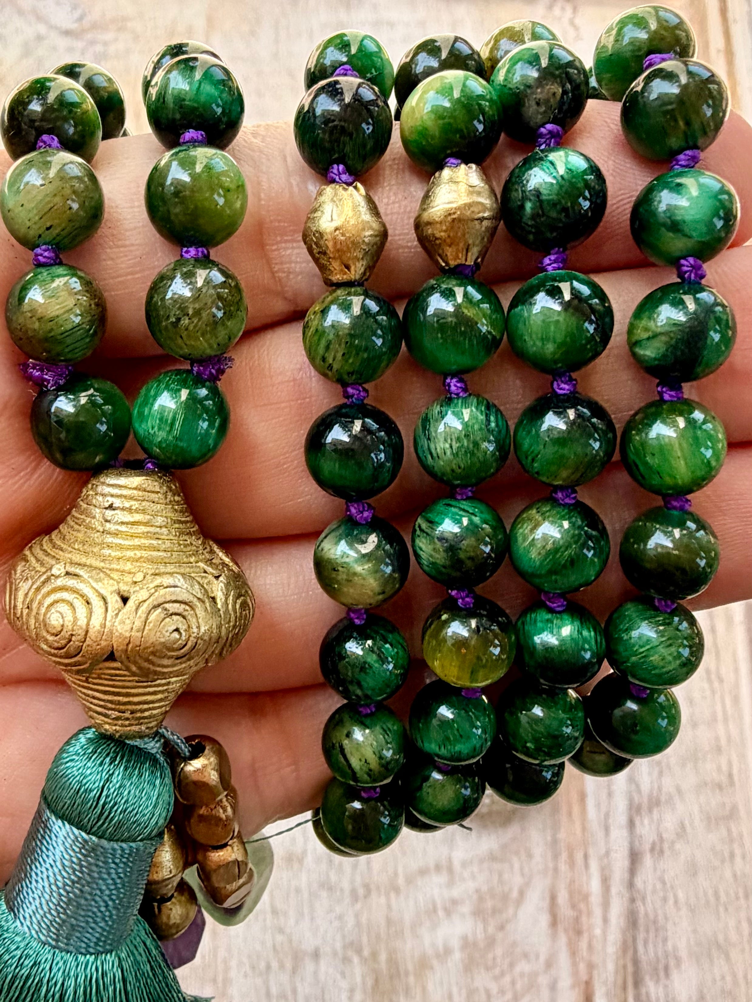 Green Tiger Eye Mala Necklace
