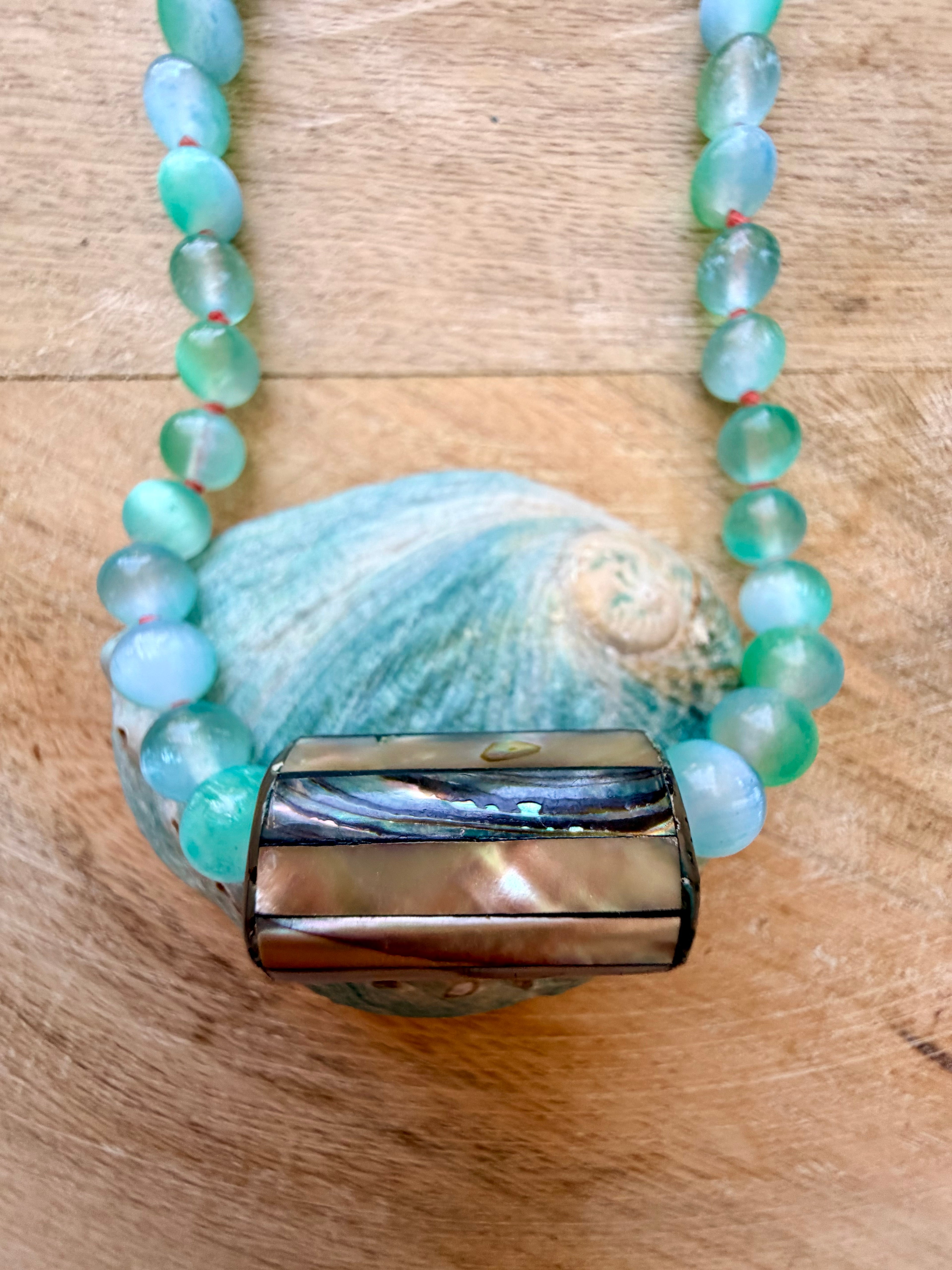 Crystal Cove Selenite Abalone Necklace