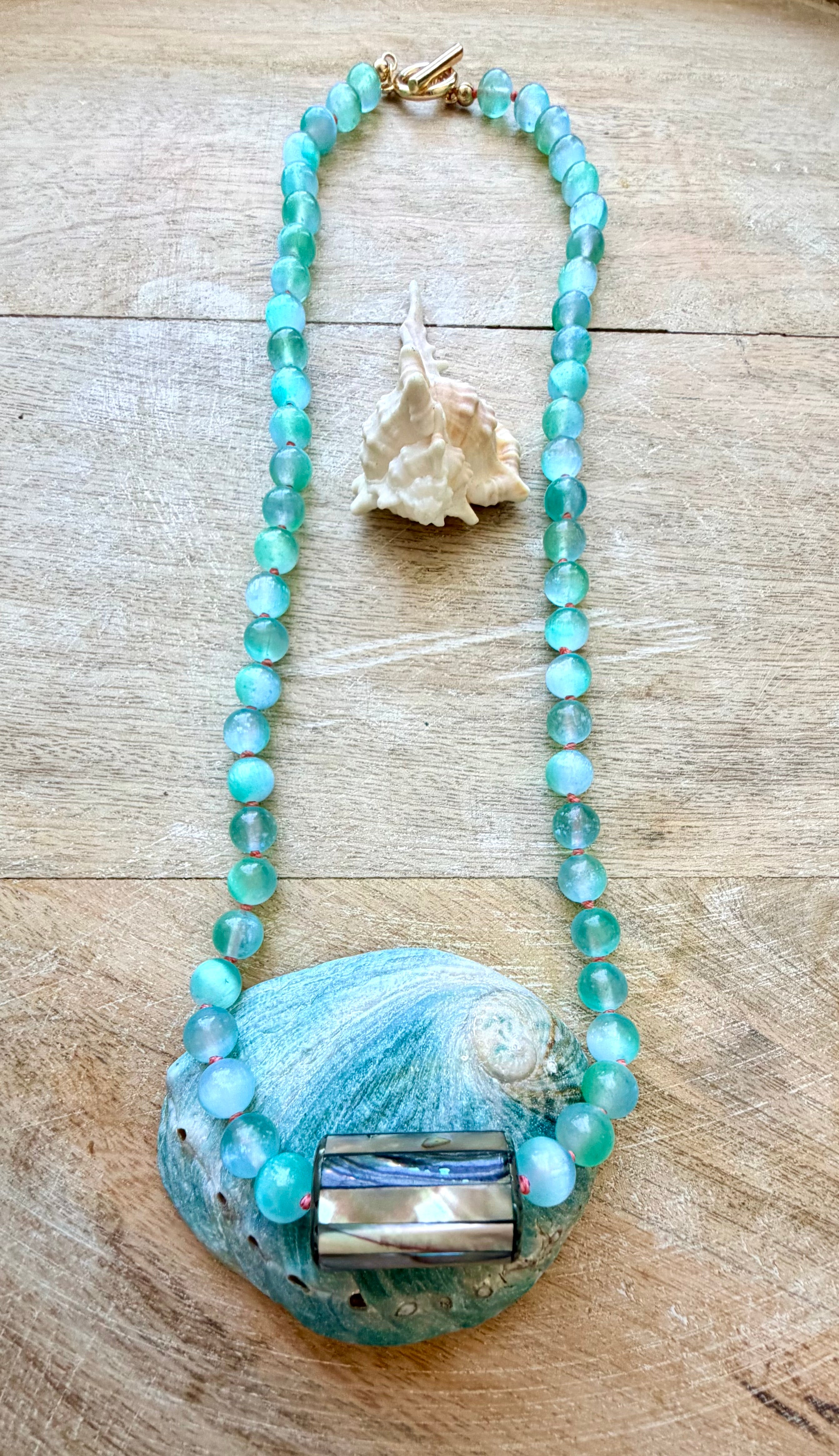 Crystal Cove Selenite Abalone Necklace