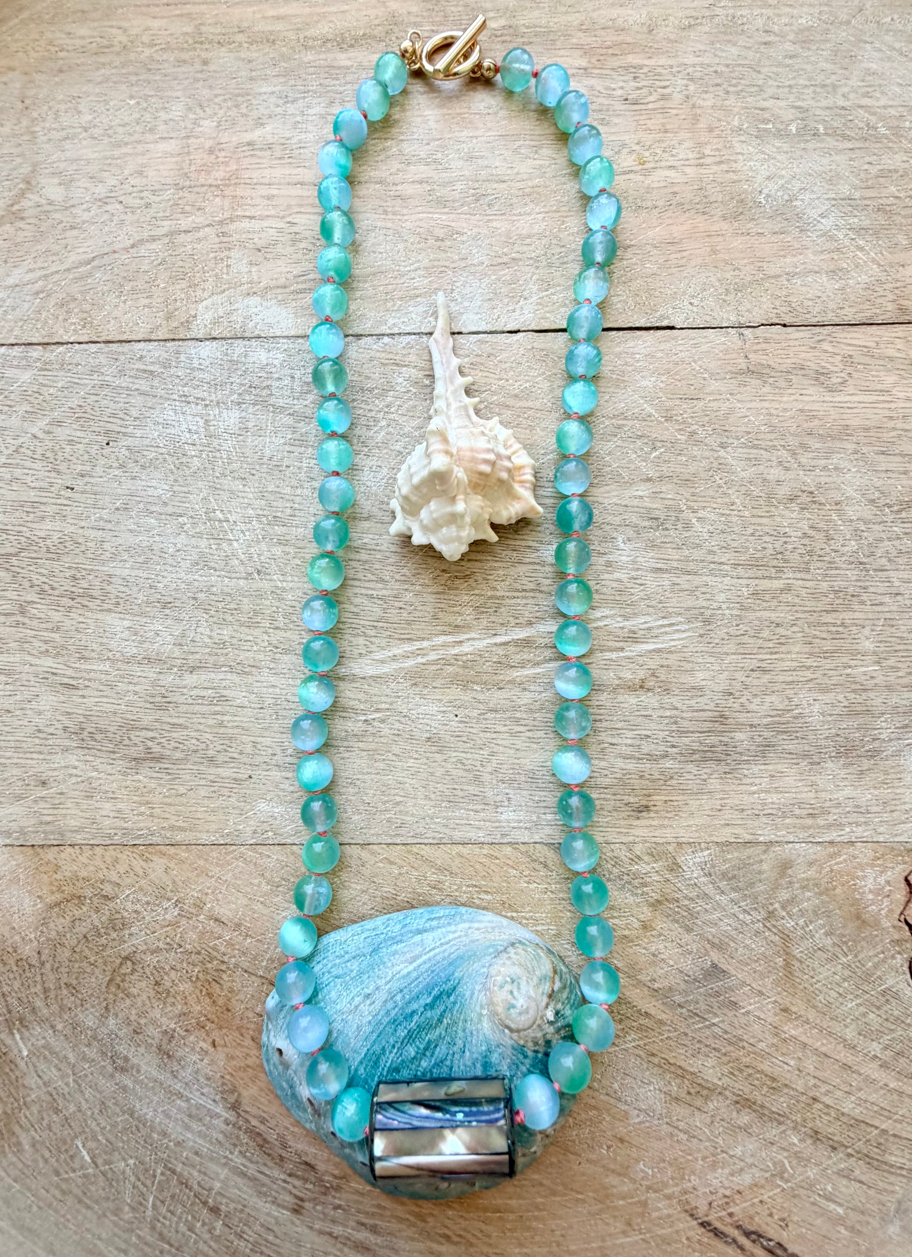 Crystal Cove Selenite Abalone Necklace