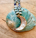 Huntington Beach Pearl & Abalone Moon Necklace