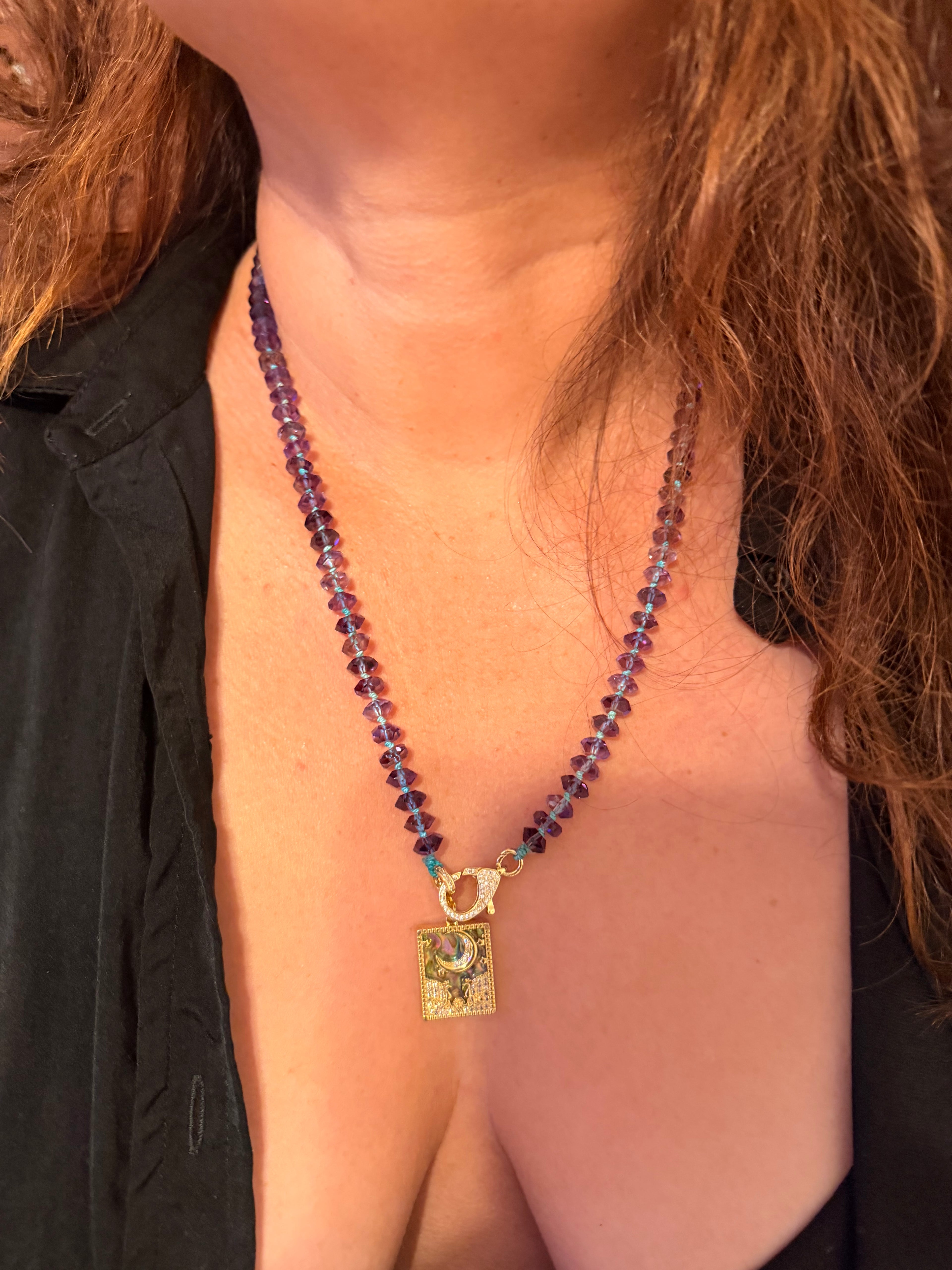 Enchanting Amethyst Necklace with an Abalone Pendant