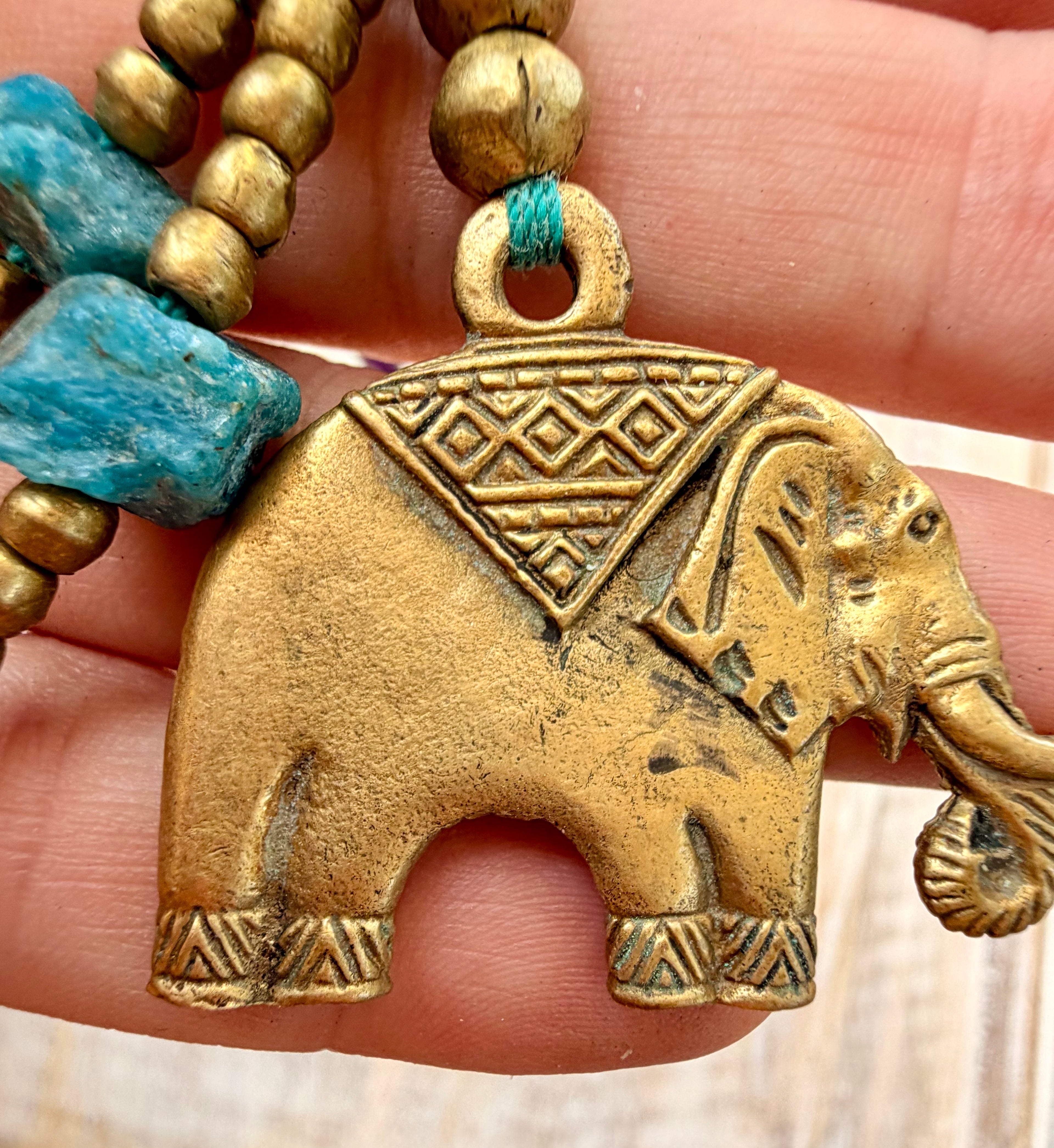 Amethyst & Apatite Elephant Pendant Necklace