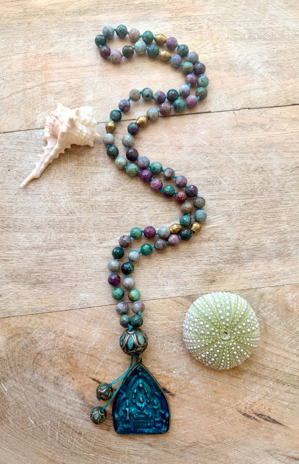 Indian Agate & Tibetan Pendant Necklace