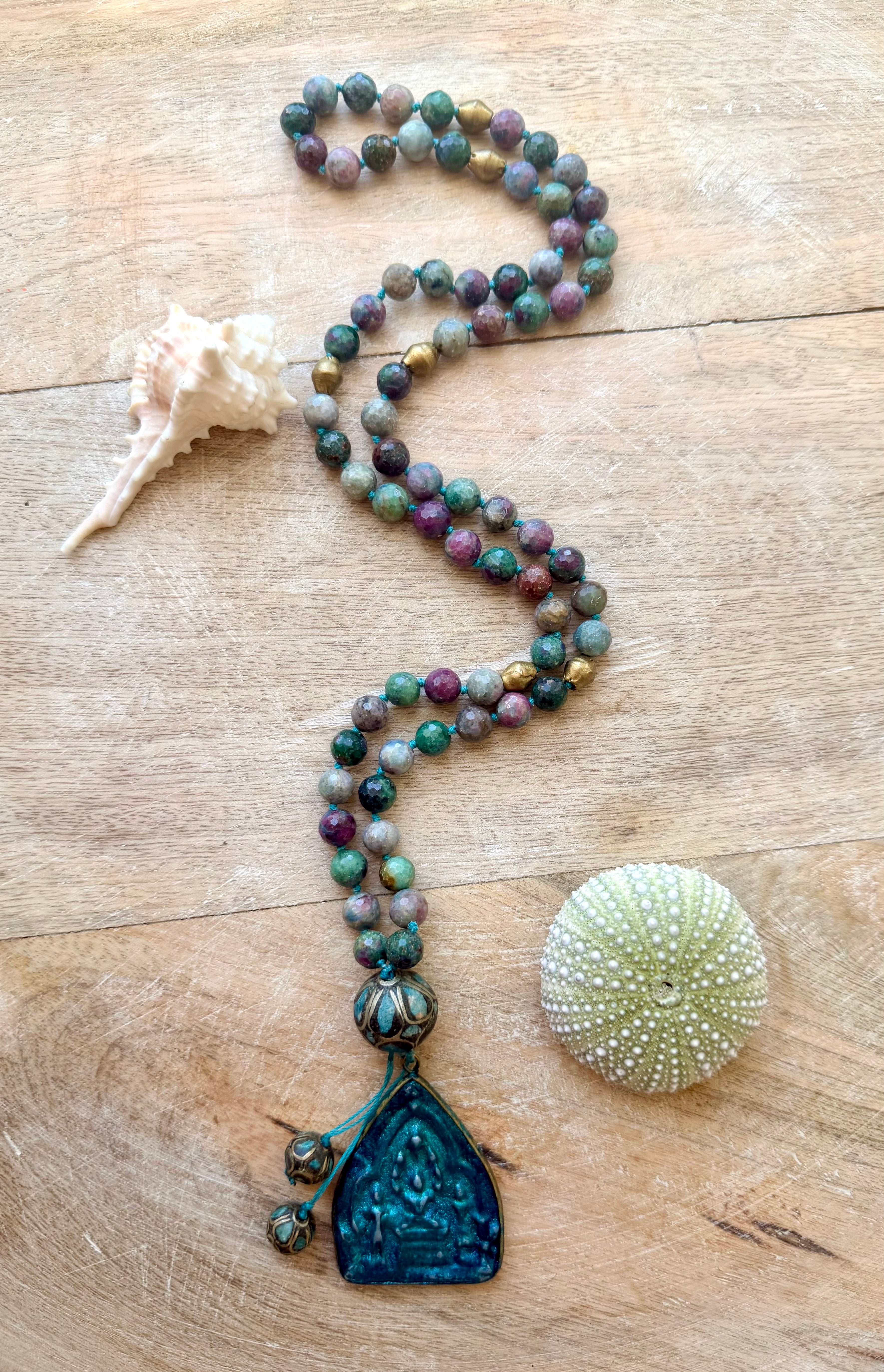 Indian Agate & Tibetan Pendant Necklace