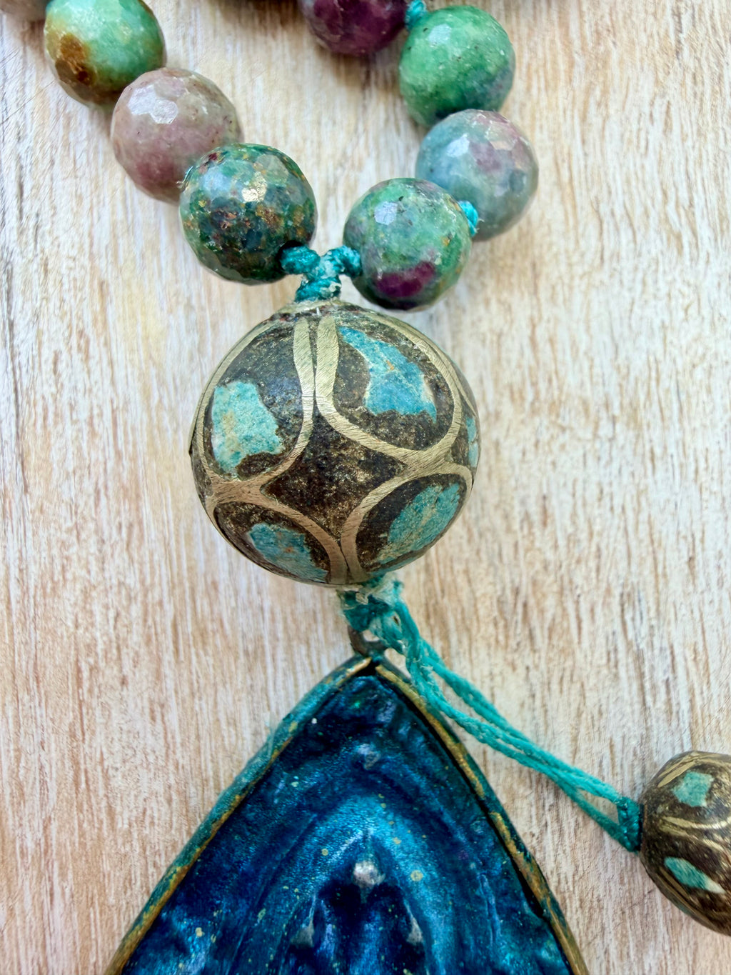 Indian Agate & Tibetan Pendant Necklace