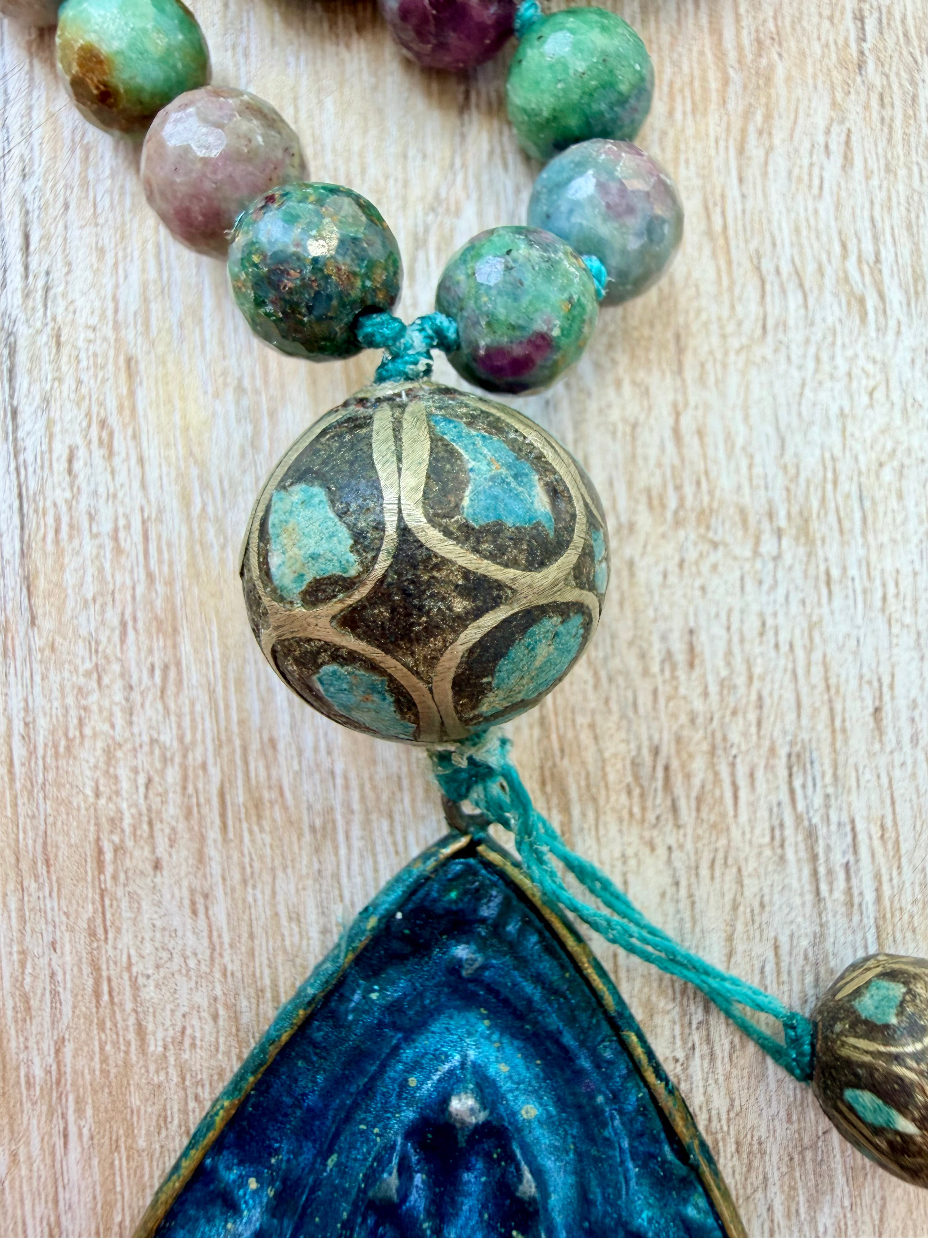 Indian Agate & Tibetan Pendant Necklace