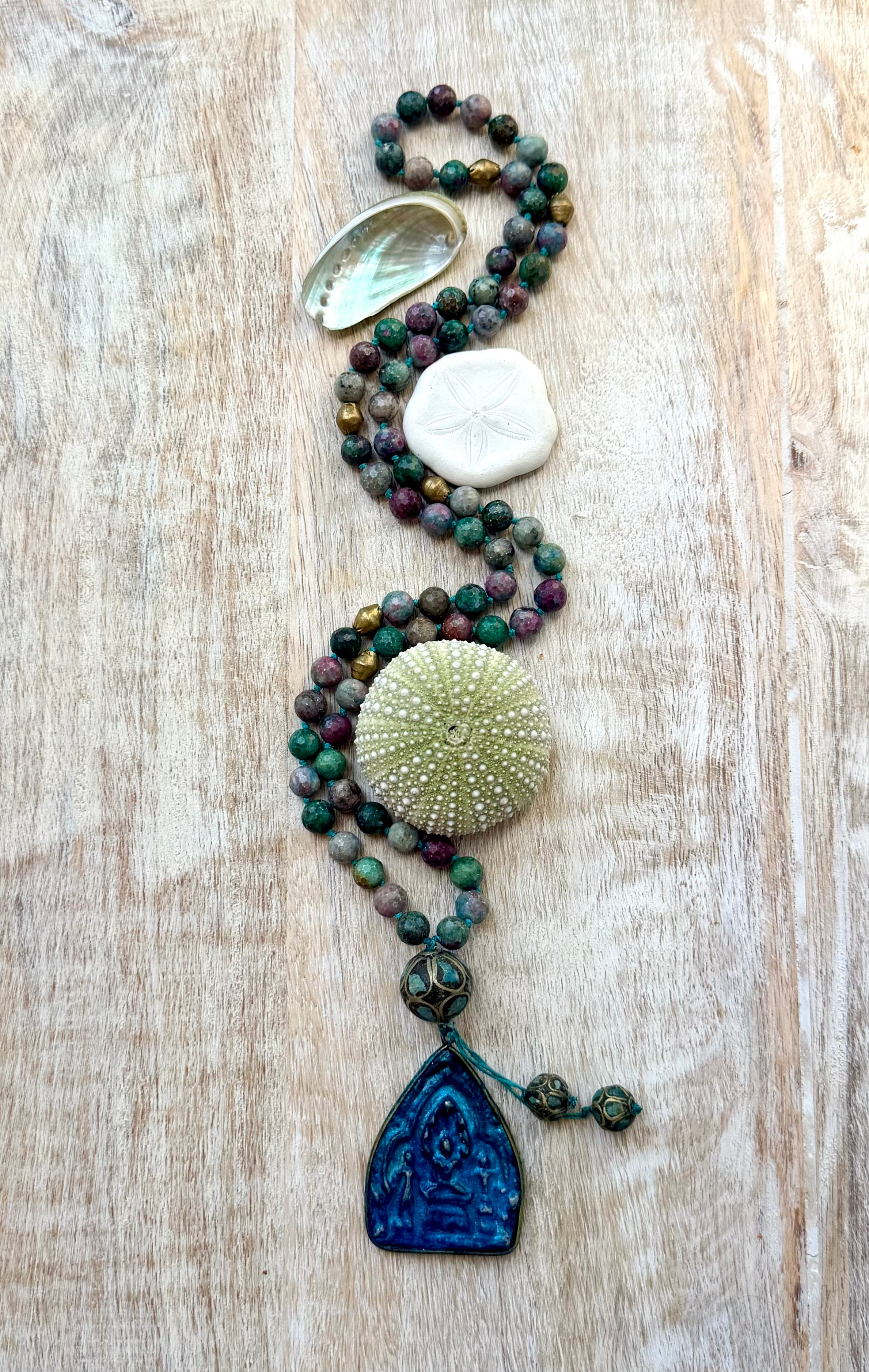 Indian Agate & Tibetan Pendant Necklace