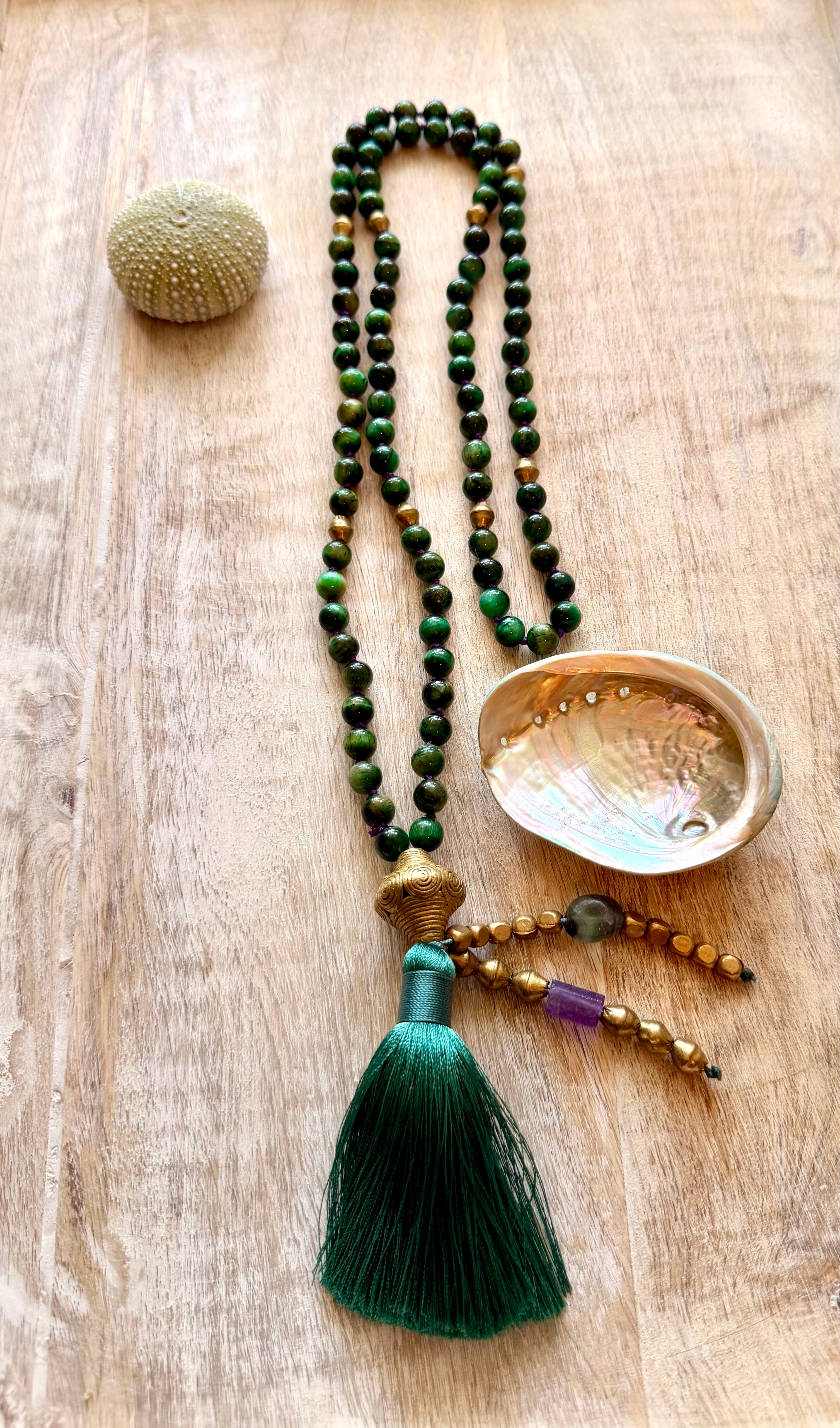 Green Tiger Eye Mala Necklace