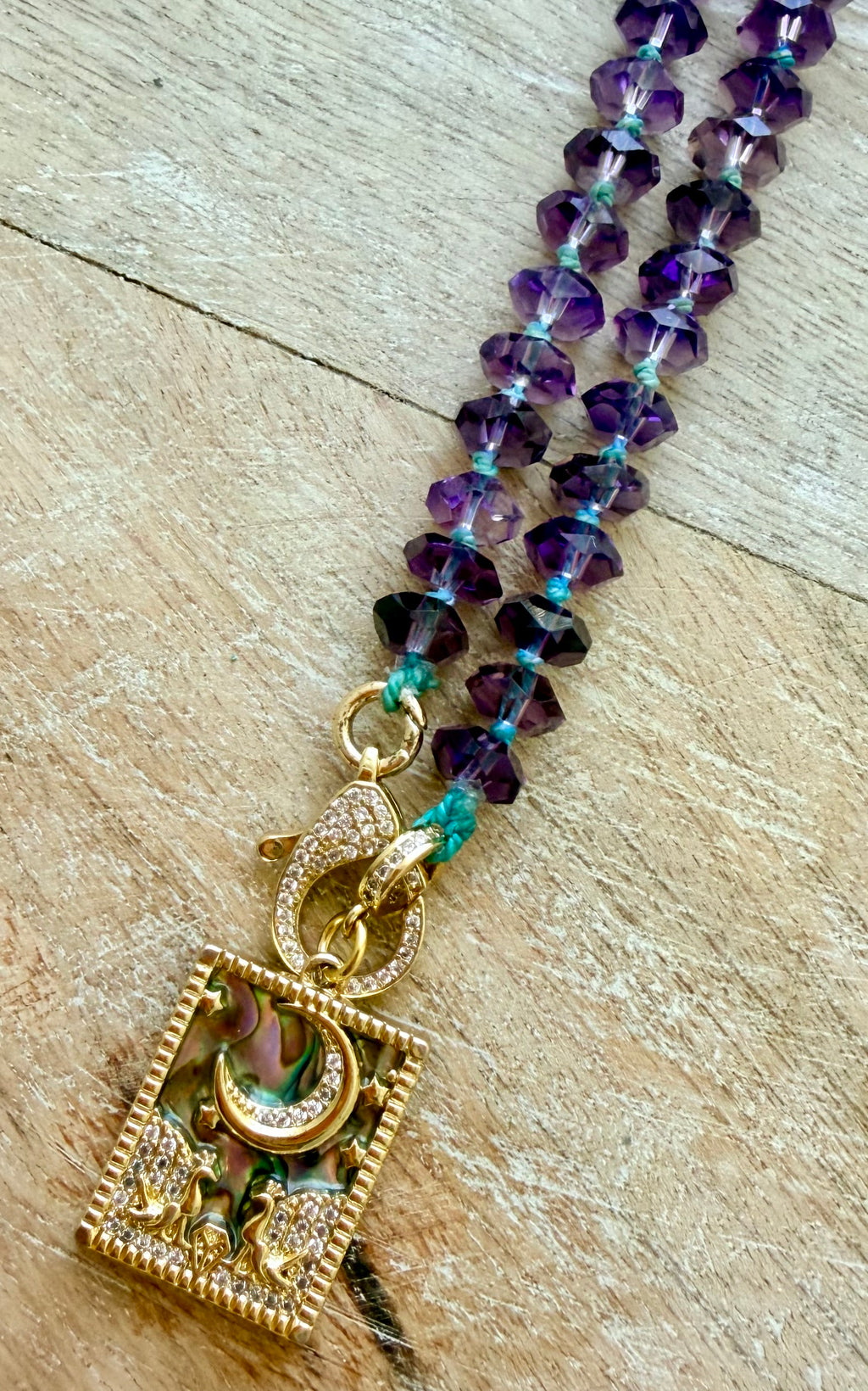 Enchanting Amethyst Necklace with an Abalone Pendant