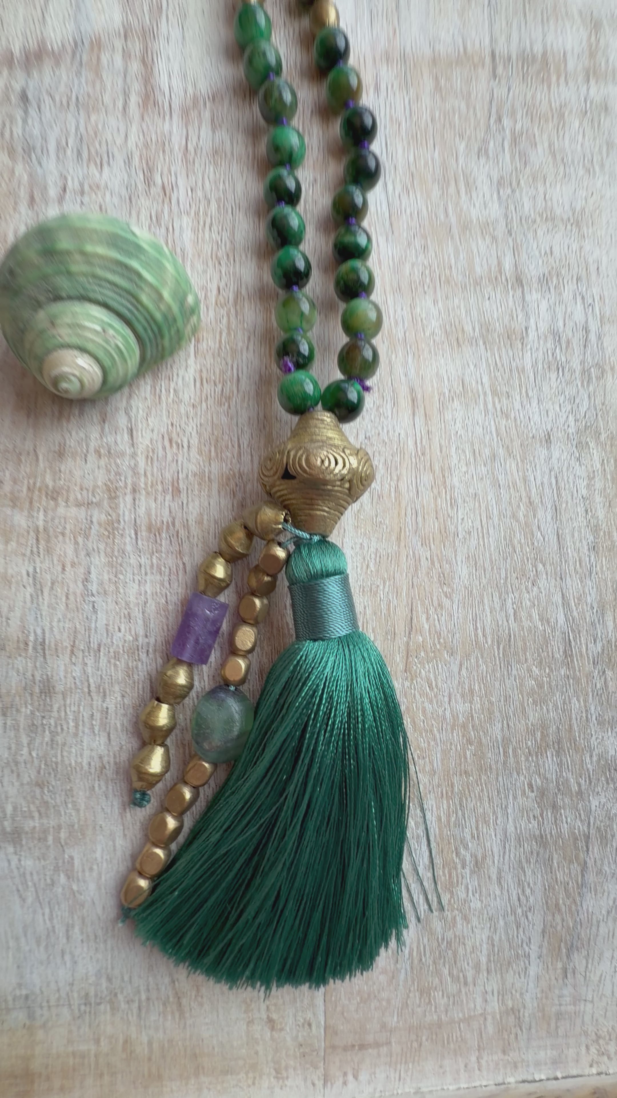 Green Tiger Eye Mala Necklace